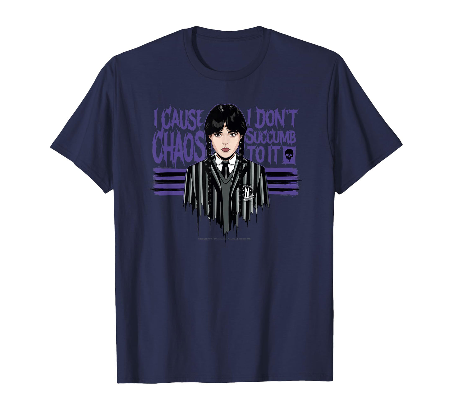 Wednesday Season 2 I Cause Chaos I Don't Succumb to It Logo T-Shirt