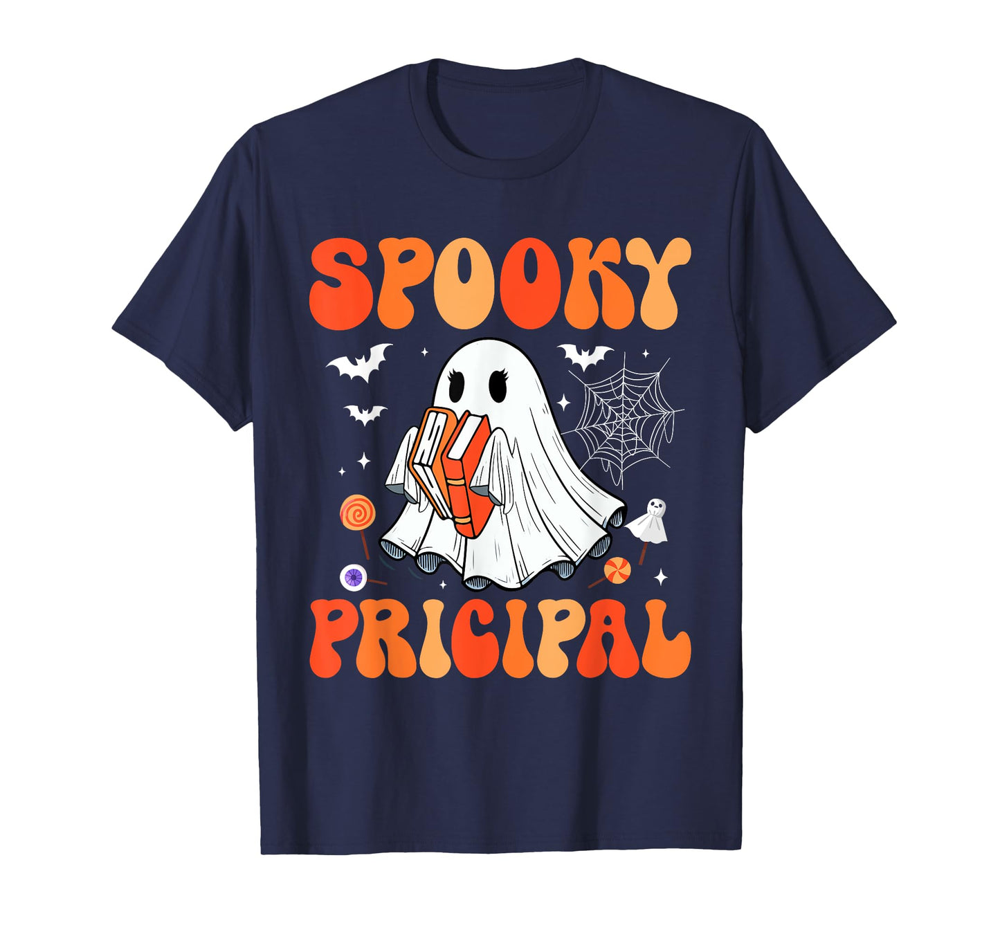 Spooky Principal Halloween Cosplay Boo Ghost Funny Job Team T-Shirt