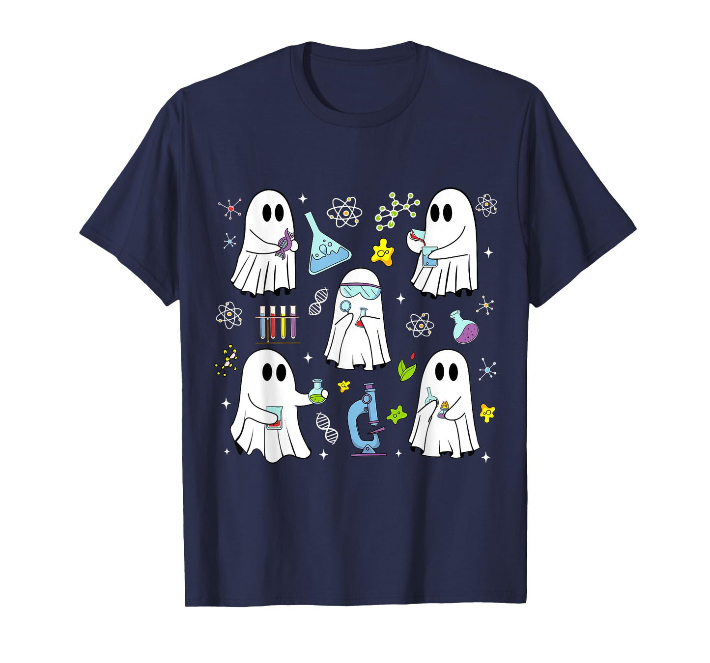 Retro Halloween Science Teacher Ghost Laboratory Teacher T-Shirt