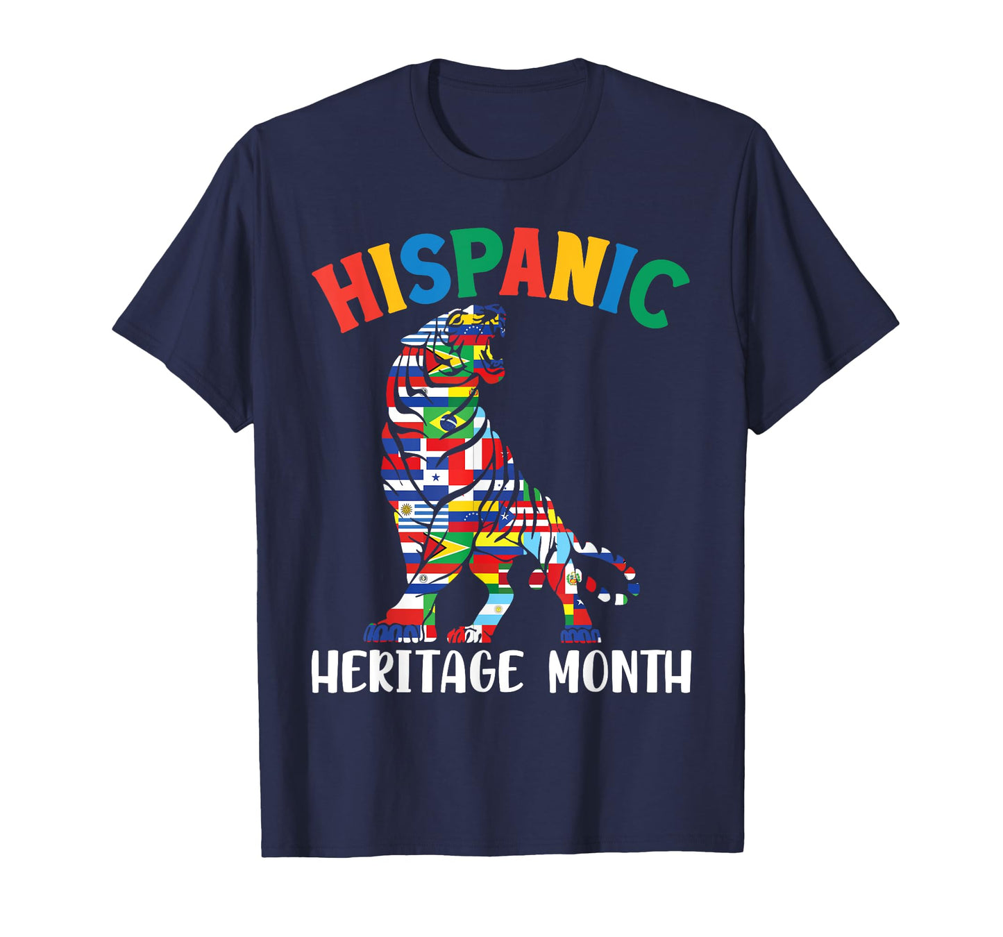 Tiger And Latin American Flags Hispanic Heritage Month Pride T-Shirt