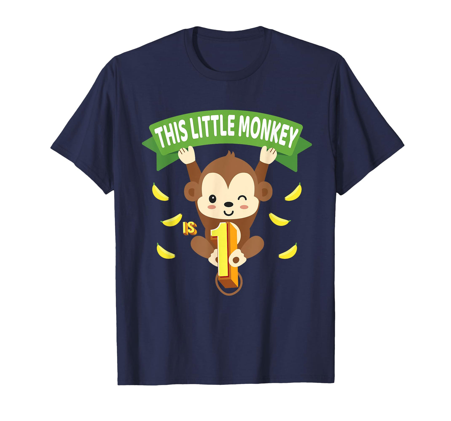 This Little Monkey Is 1 Years Old Kid 1st Birthday Monkeys T-Shirt