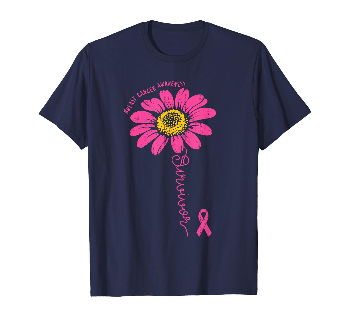 Survivor Flower Breast Cancer Awareness Pink Ribbon Support T-Shirt