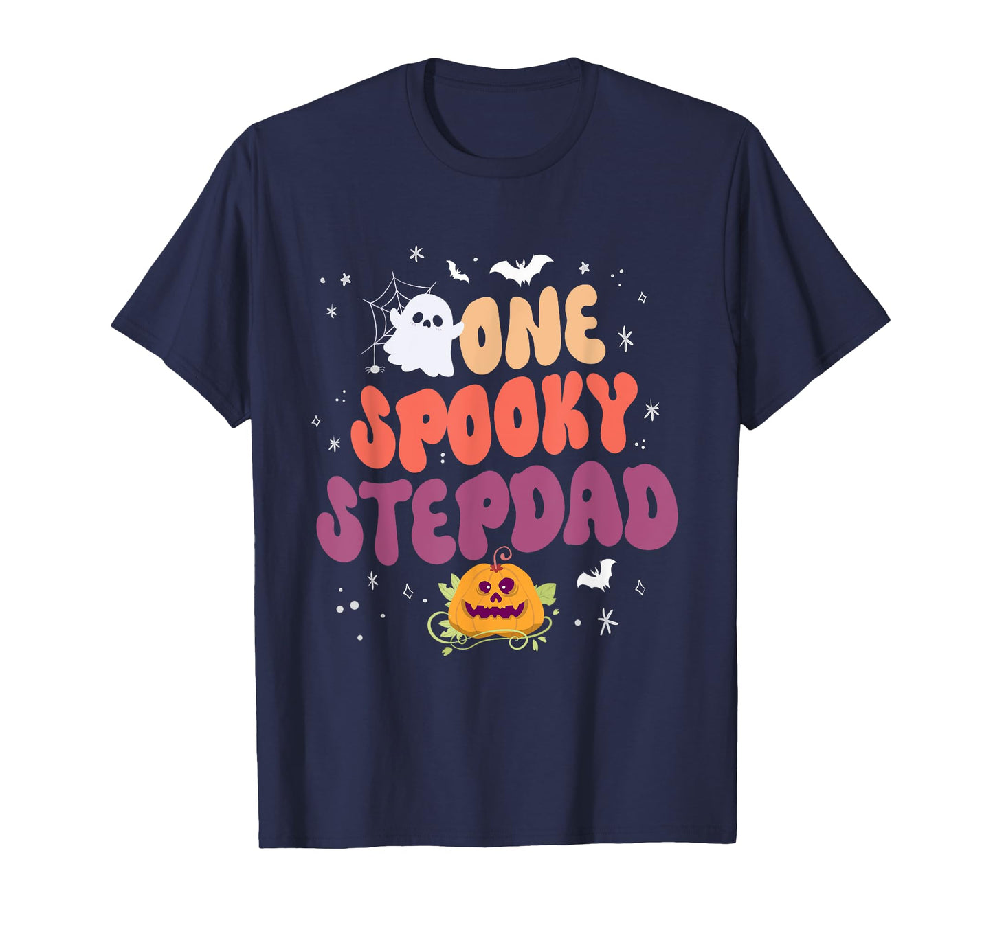 Groovy One Spooky Step Dad Halloween Pumpkin Trick Or Treat T-Shirt