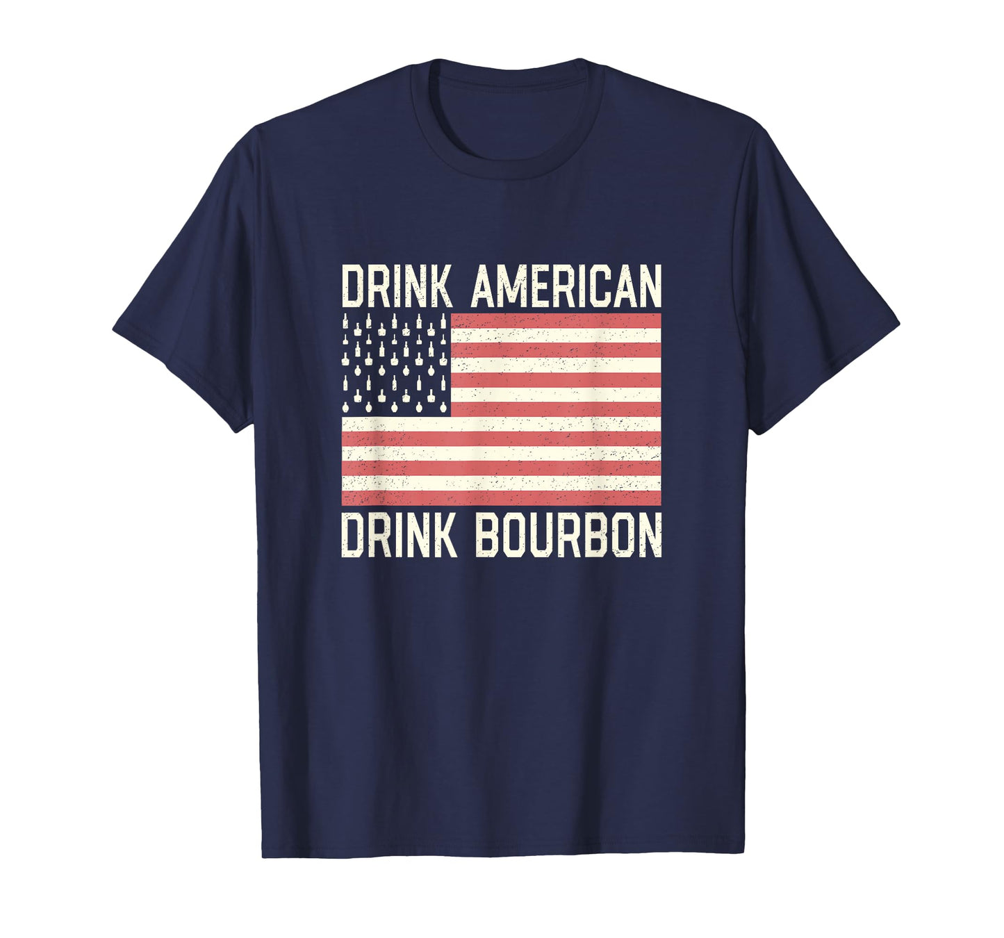 Drink American Bourbon Bottles American USA Flag T-Shirt