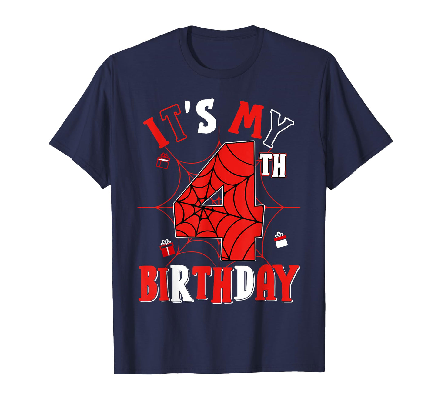 Birthday Party Spider Web Costume It's My 4th Birthday T-Shirt