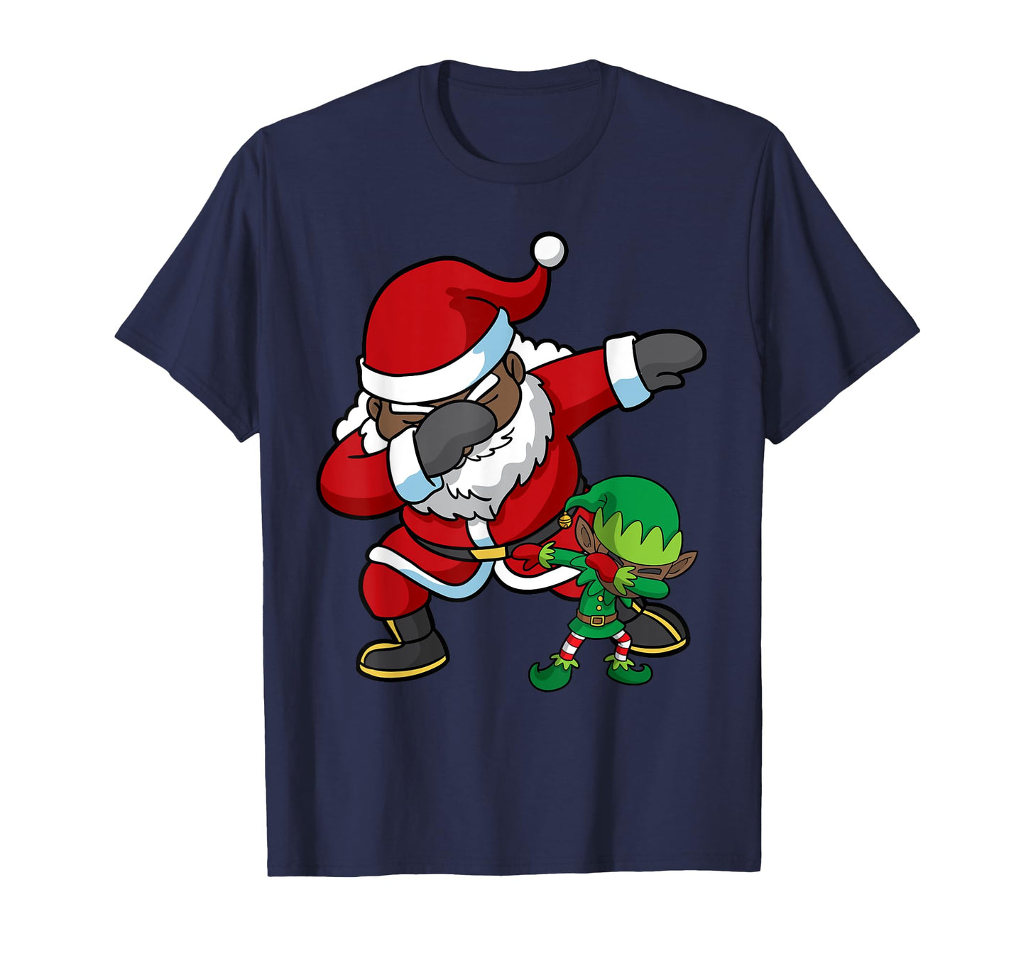Christmas African American Dabbing Santa Claus Elf Dab Gift T-Shirt