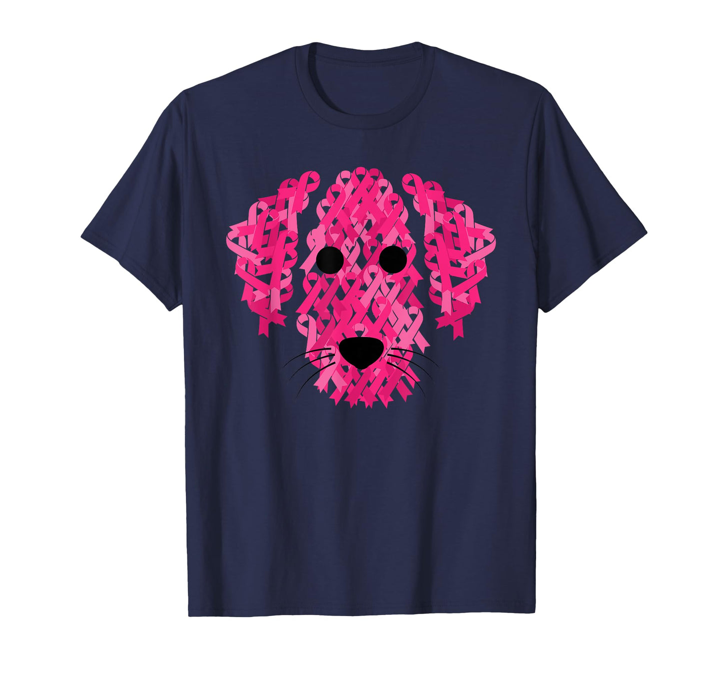 Pink Ribbon Dog Inspirational Breast Cancer Awareness Gift T-Shirt