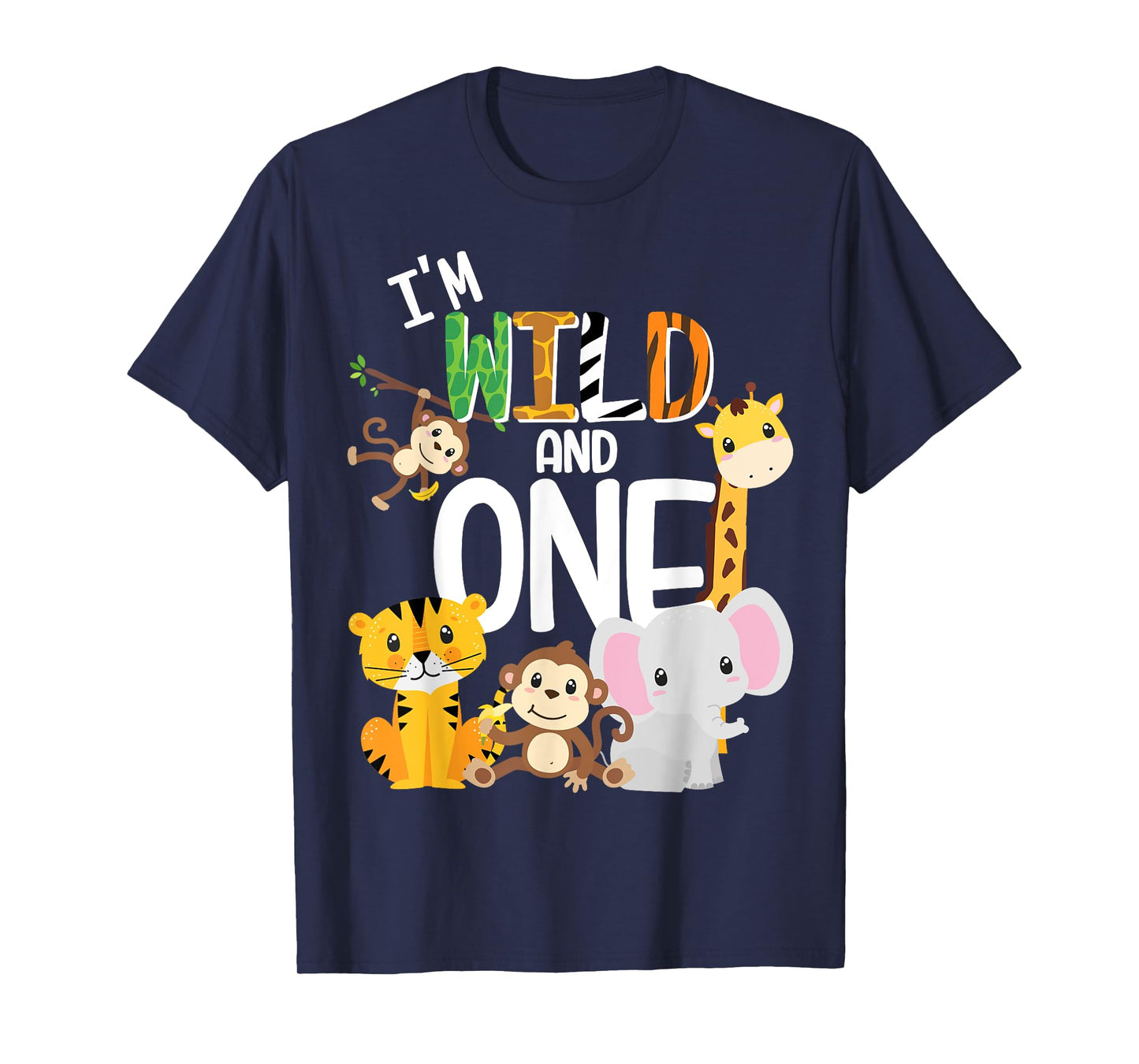 I'm Wild and One Zoo Theme Birthday Safari Jungle Animals T-Shirt
