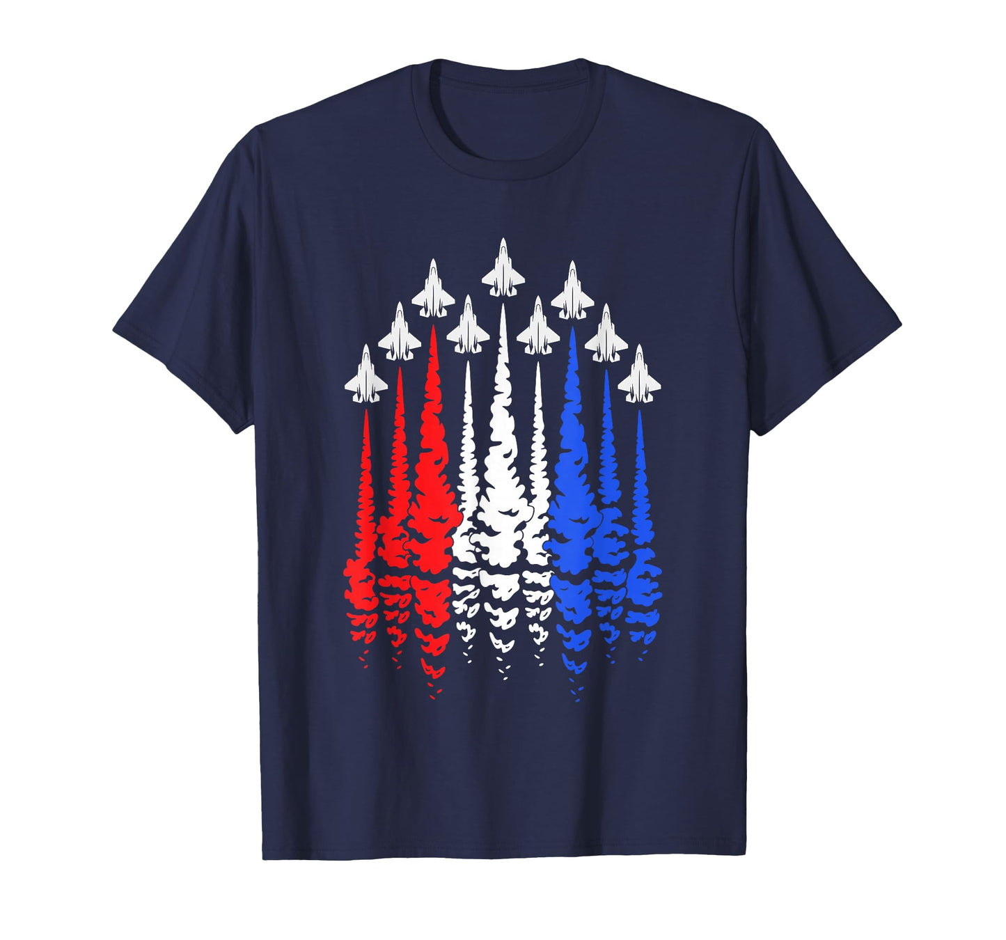 Red White Blue Patriotic Jets USA Flag Men Boys 4th of July T-Shirt