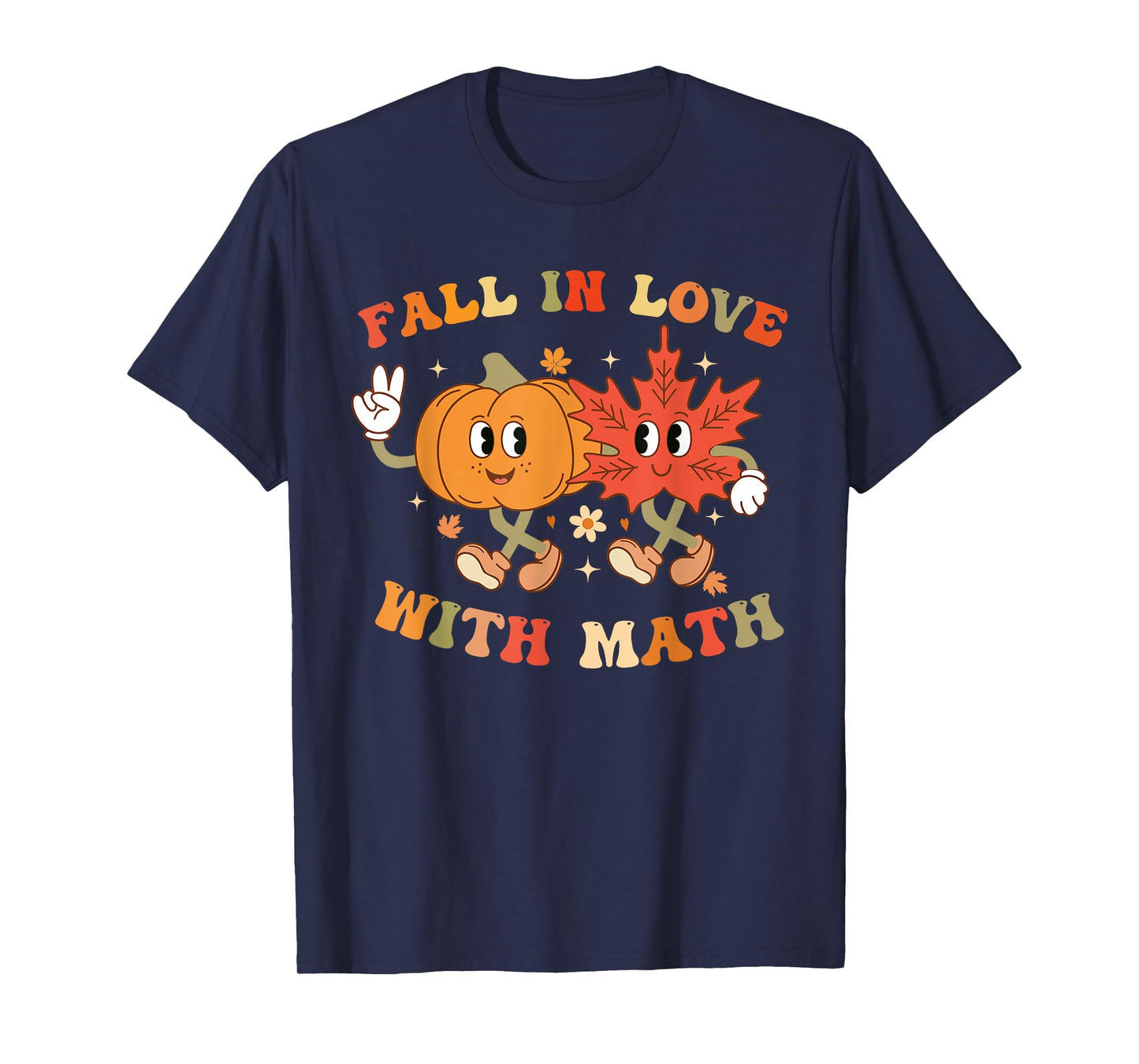Fall In Love with Math Retro Thanksgiving Teacher Autumn T-Shirt