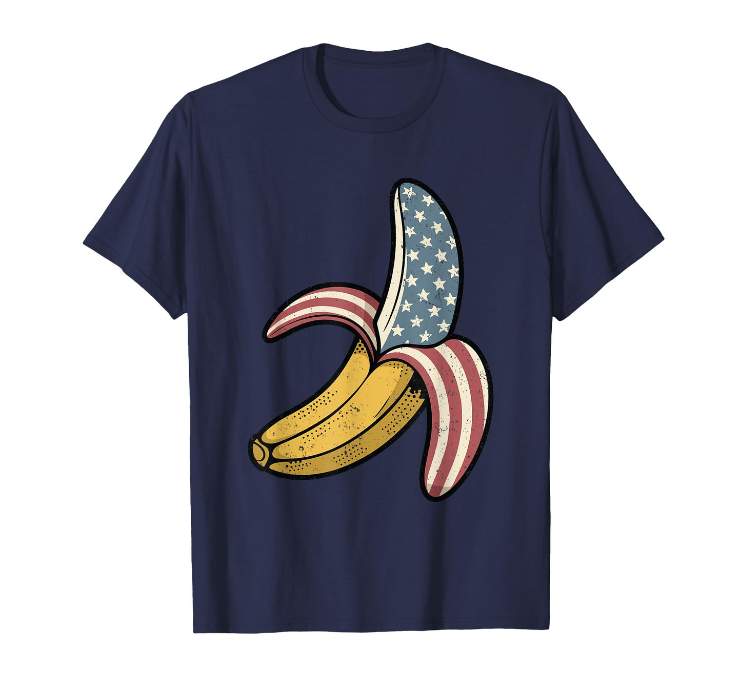 Vintage Banana American Flag Retro Graphic Art USA T-Shirt