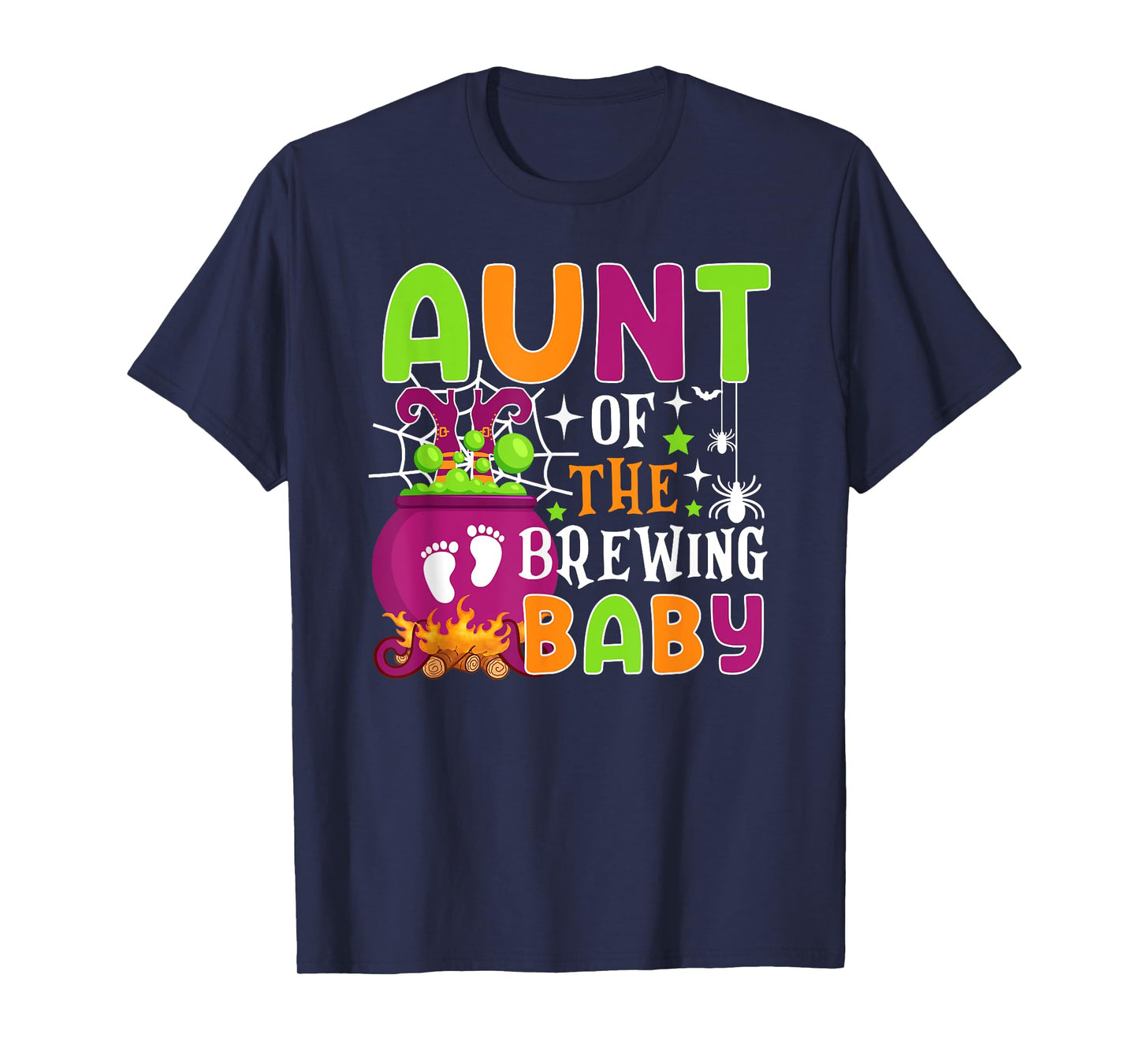 Aunt of Brewing Baby Halloween Theme Baby Shower Spooky T-Shirt