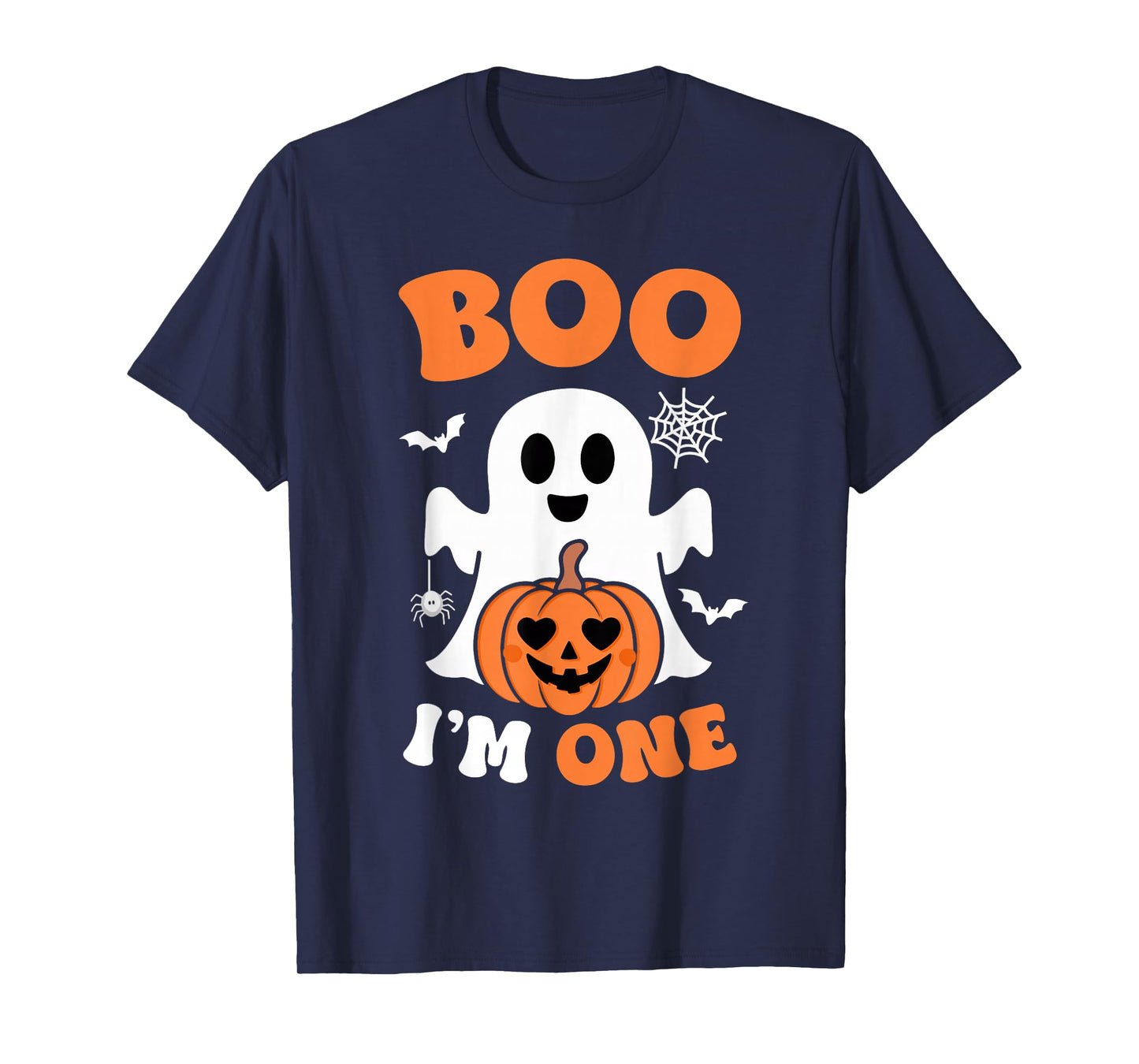 Ghost Boo I'm One Year 1st Birthday Boys Halloween Groovy T-Shirt