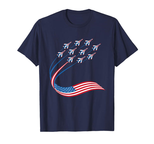 American Patriotic Fighter Jets USA Flag 4th of July T-Shirt
