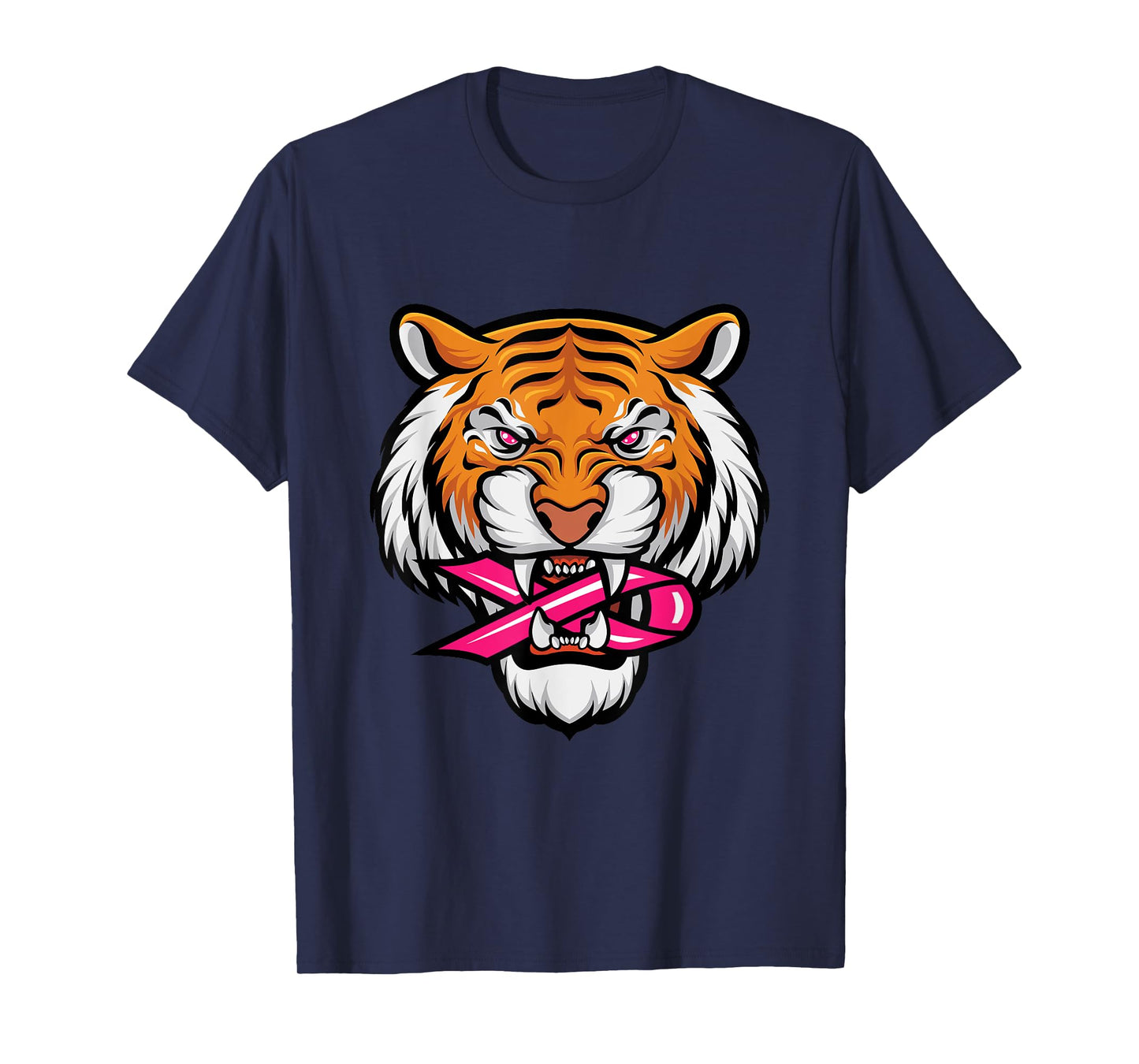 Tiger Pink Ribbon Breast Cancer Awareness Animal Warrior T-Shirt