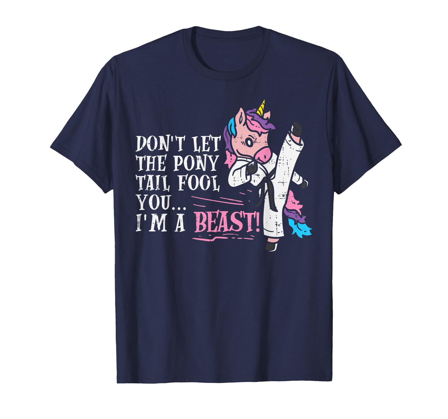 Karate Unicorn Ponytail Beast Cute Martial Arts Girls GIft T-Shirt
