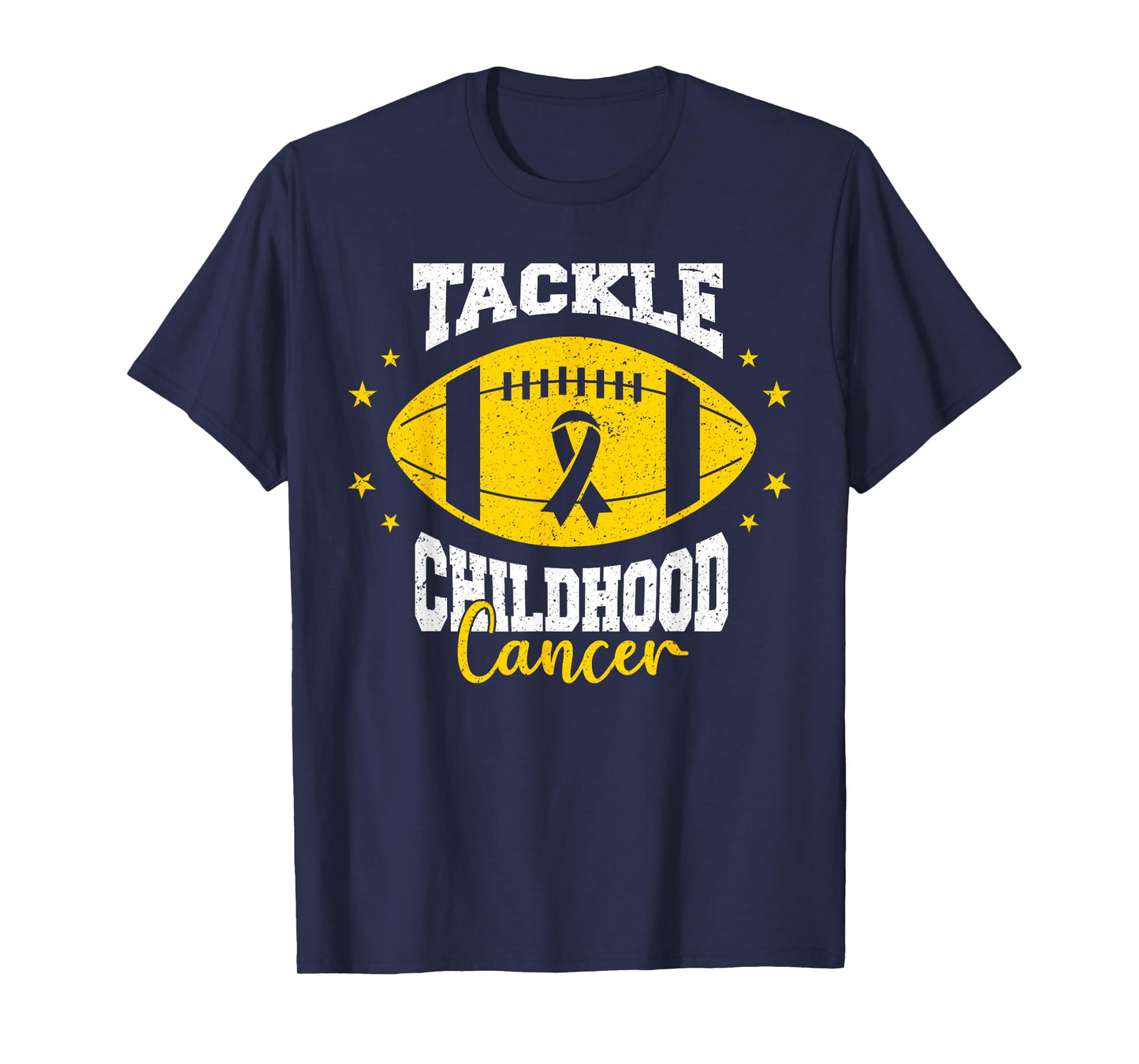 Tackle Childhood Cancer Awareness Football Gold Ribbon T-Shirt