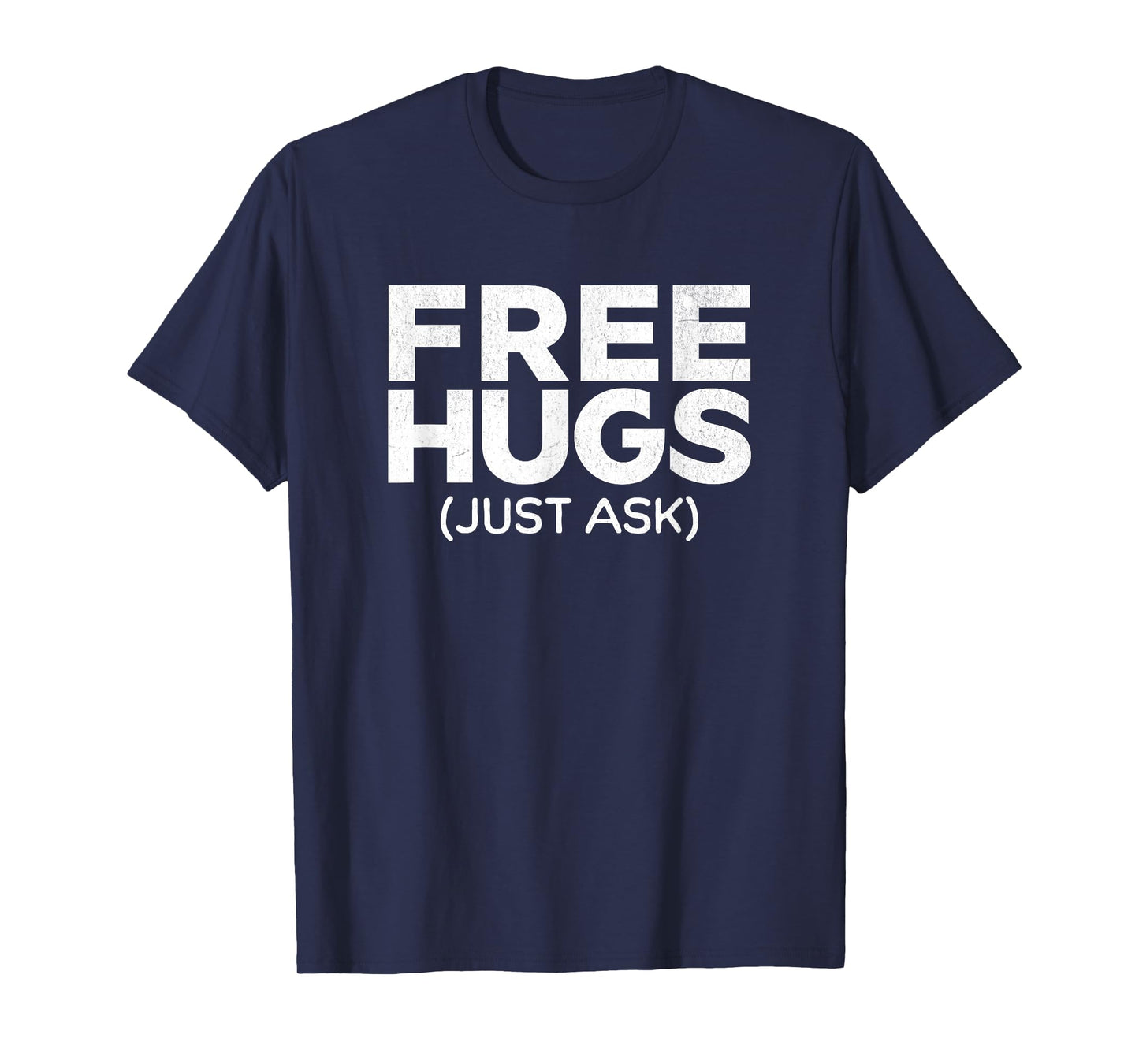 Funny Free Hugs Tee Unisex-Adults Black Cotton Short Sleeve T-Shirt Small