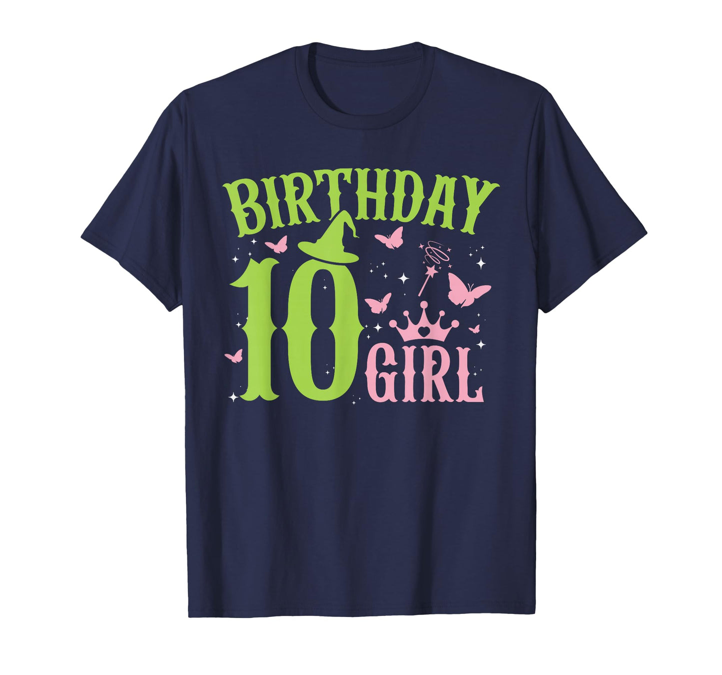 Green Pink Theme 10 Year Old Birthday Girl Witch Party Bday T-Shirt