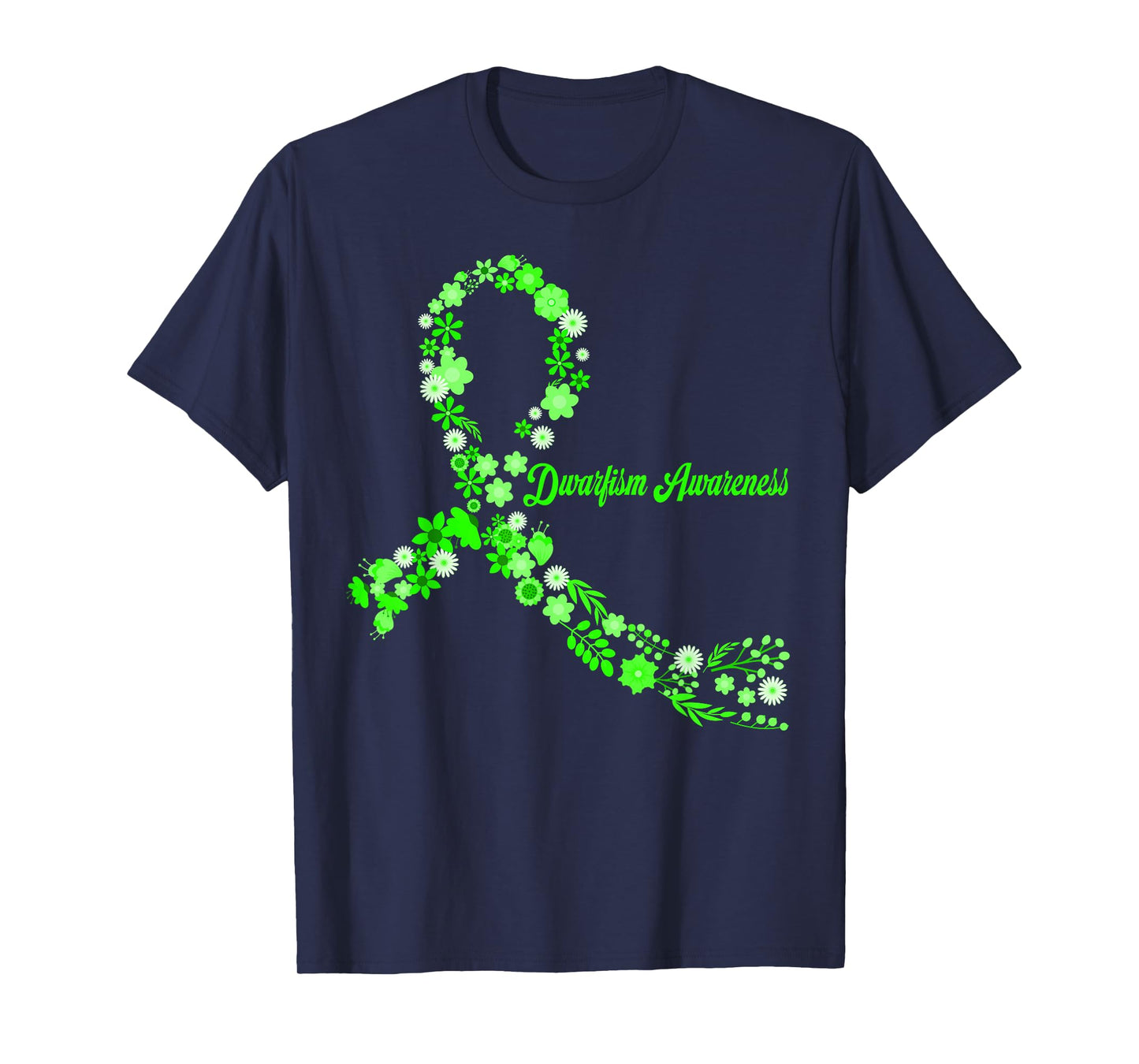 Dwarfism Awareness Hippie Flower Green Ribbon Support T-Shirt