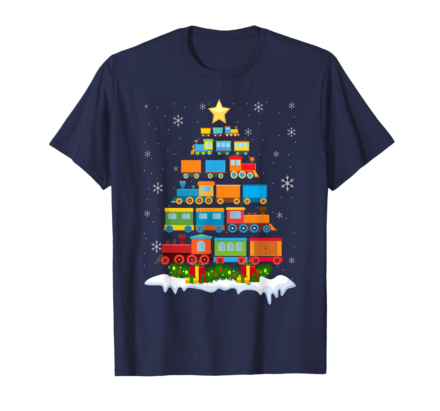 Train Lover Xmas Tree Santa Christmas Train T-Shirt