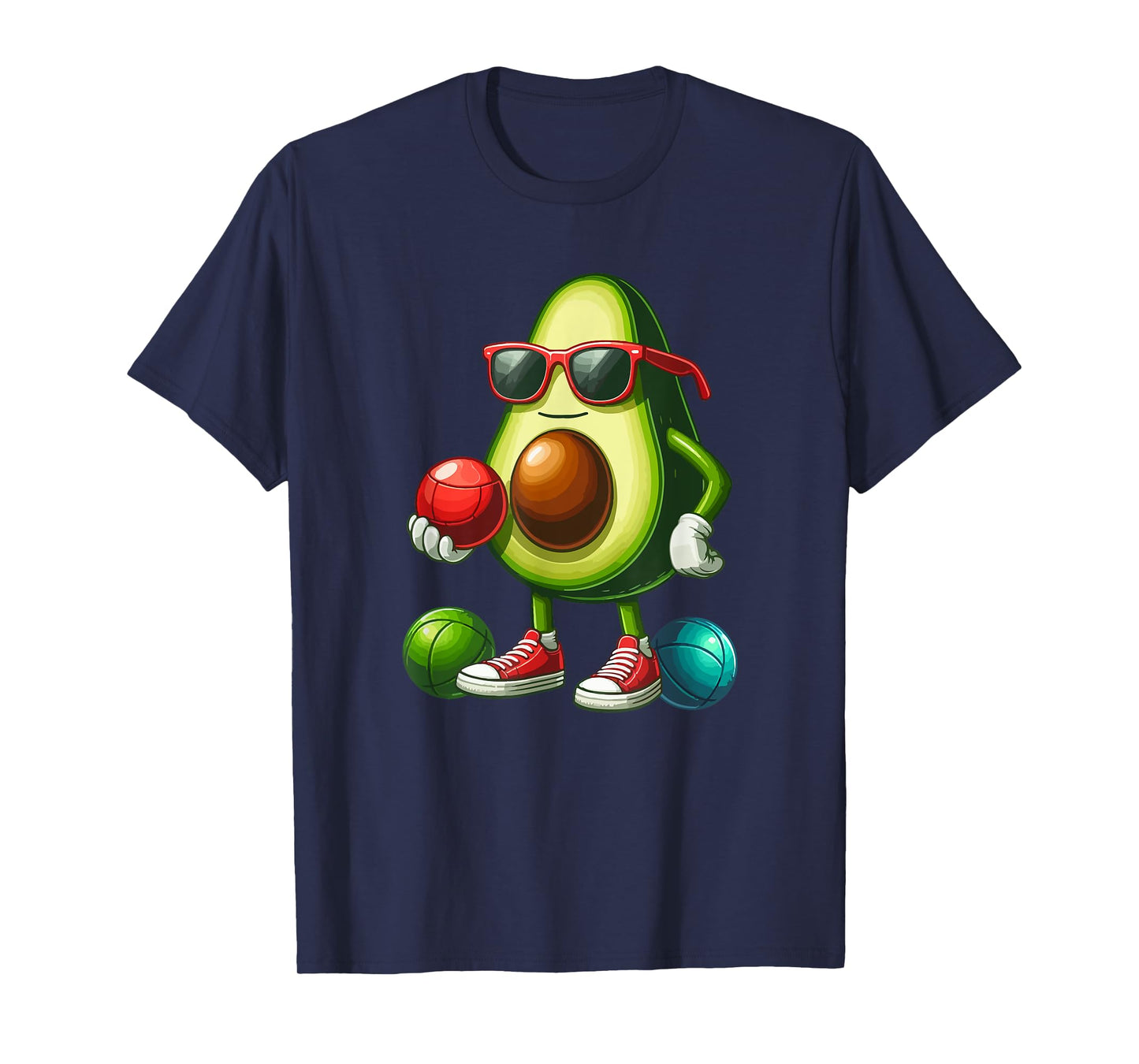 Avocado Sunglasses Playing Bocce Ball Funny Fruit Sport T-Shirt