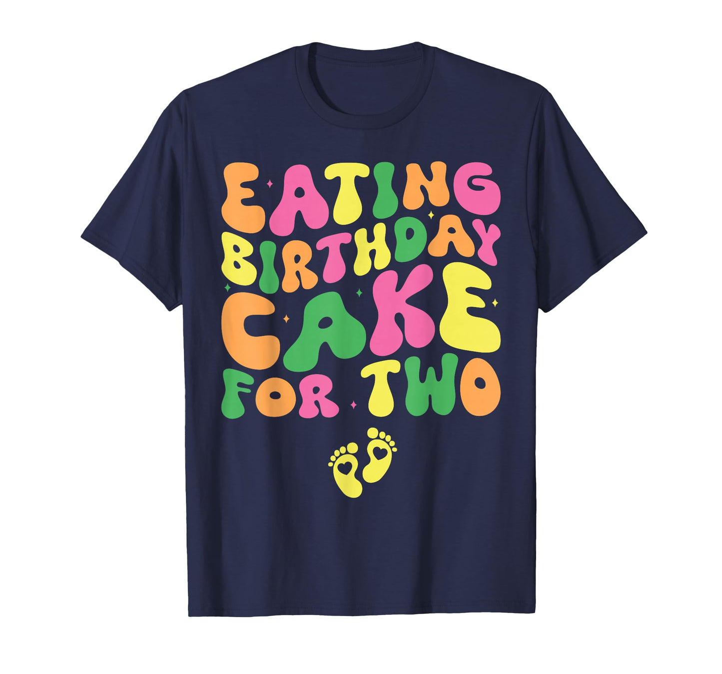 Birthday Pregnancy Announcement Apparel Co. Eating Birthday Cake For Two Pregnancy Announcement T-Shirt - Black, Small, Unisex-Adults, Short Sleeve, T-Shirt
