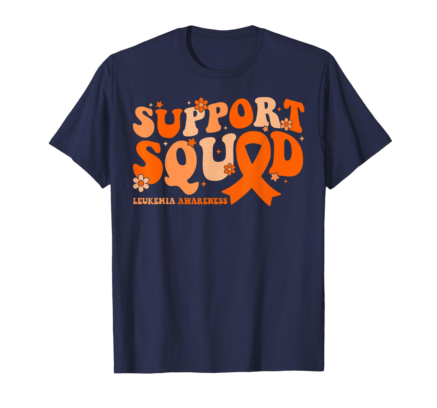 Support Squad Orange Ribbon Leukemia Blood Cancer Awareness T-Shirt
