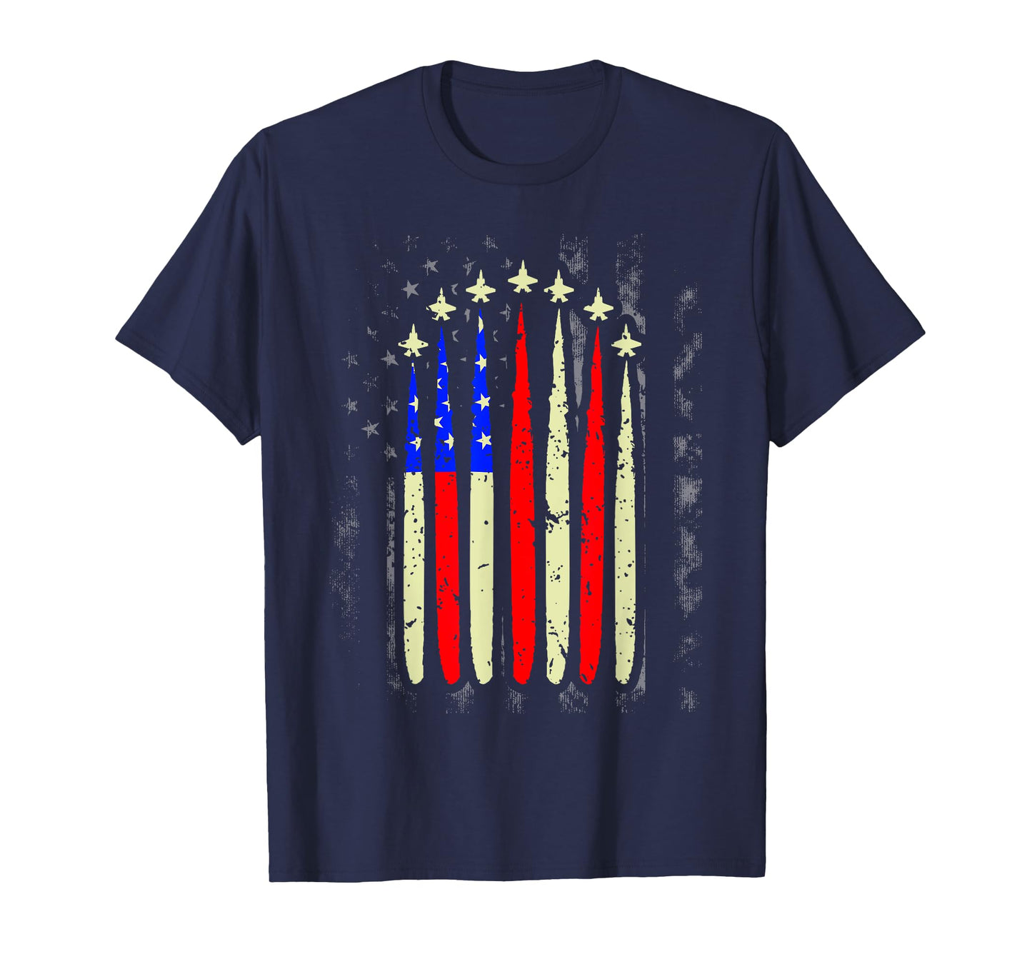 4th of July Jet Fighter American Flag Patriotic Hero Flying Women Kids Men T-Shirt