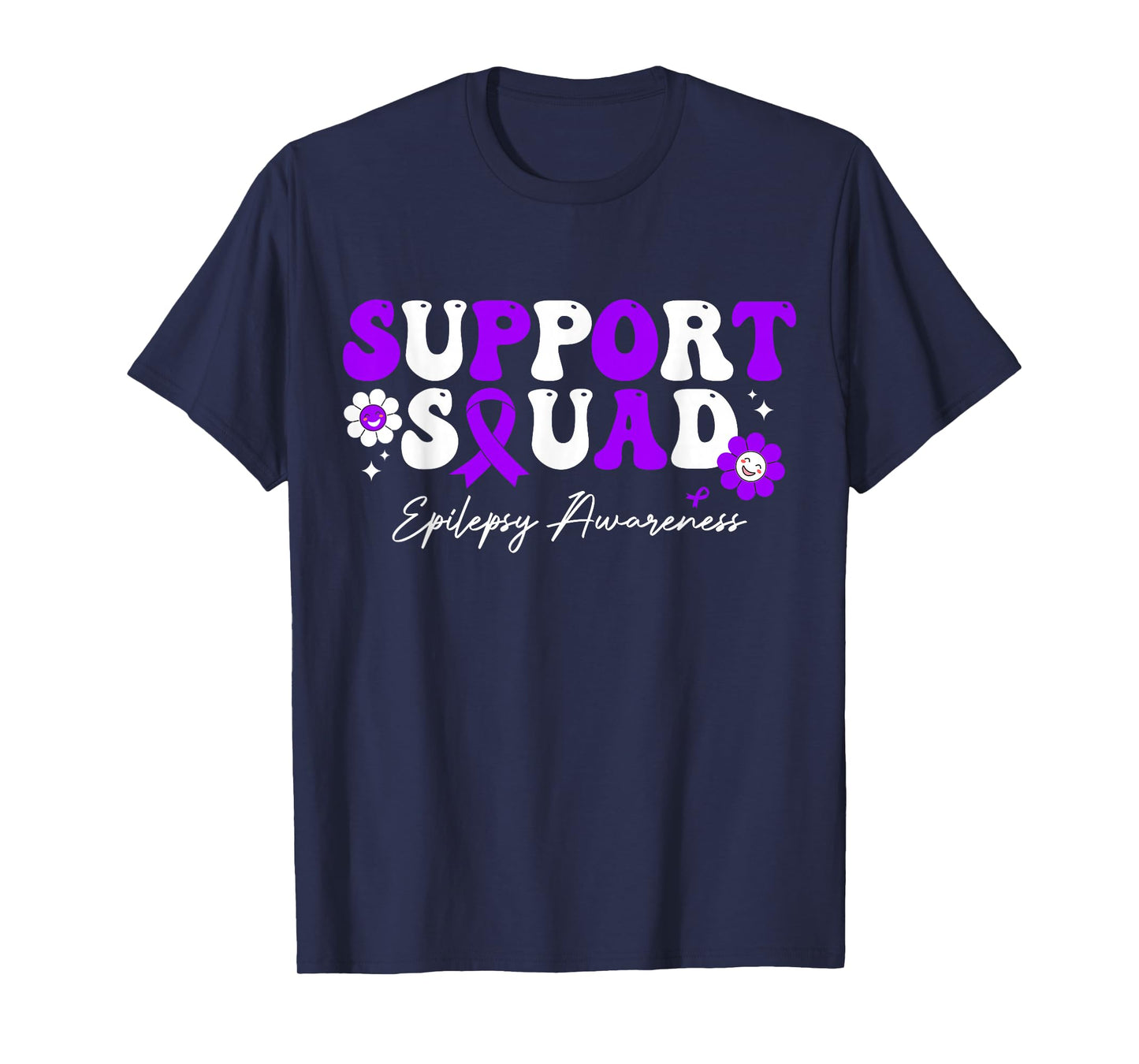 Groovy Support Squad Epilepsy Awareness Purple Ribbon T-Shirt