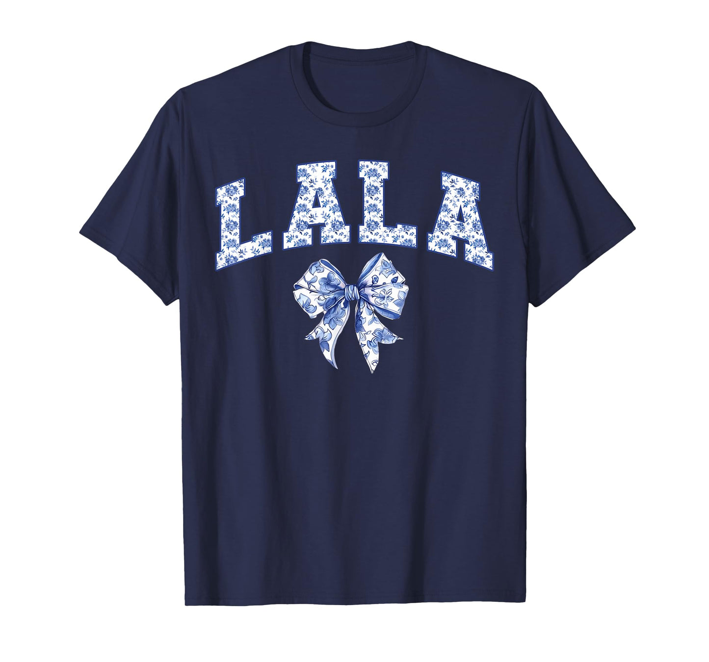 Lala Coquette Toile Blue Bow Floral Family Matching T-Shirt