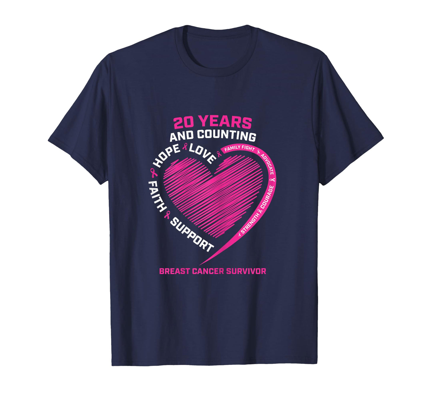 20 Years Cancer Free Gifts Women Pink Breast Cancer Survivor T-Shirt
