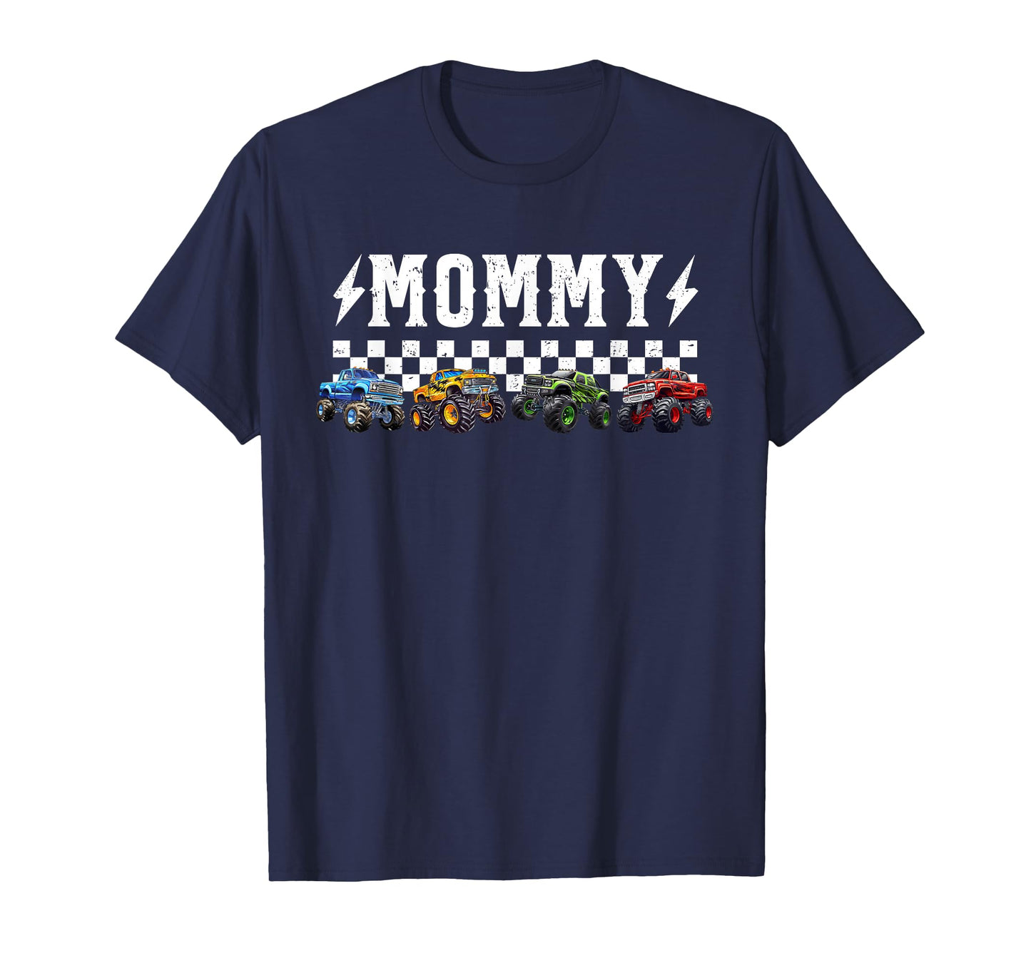 Mommy Retro Monster Truck Family Crew Birthday Matching T-Shirt