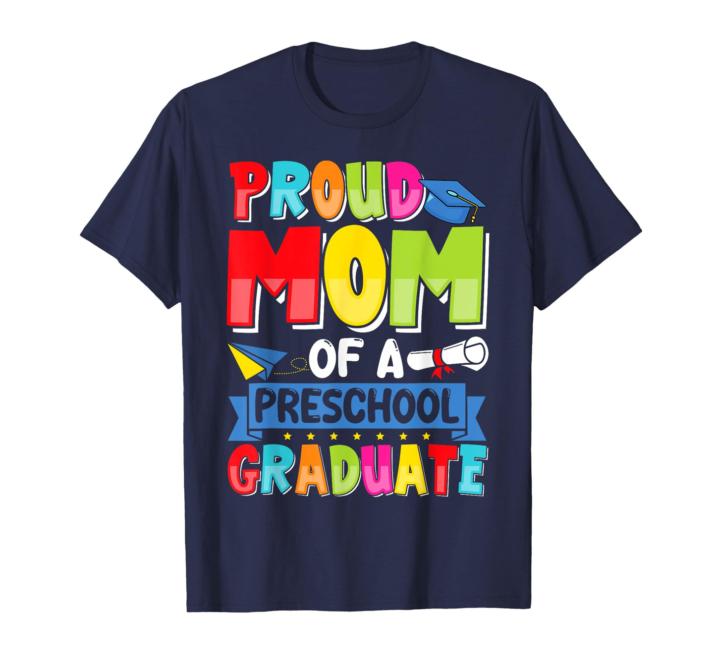 Retro Proud Mom Of A Preschool Graduate Pre-K Graduation T-Shirt