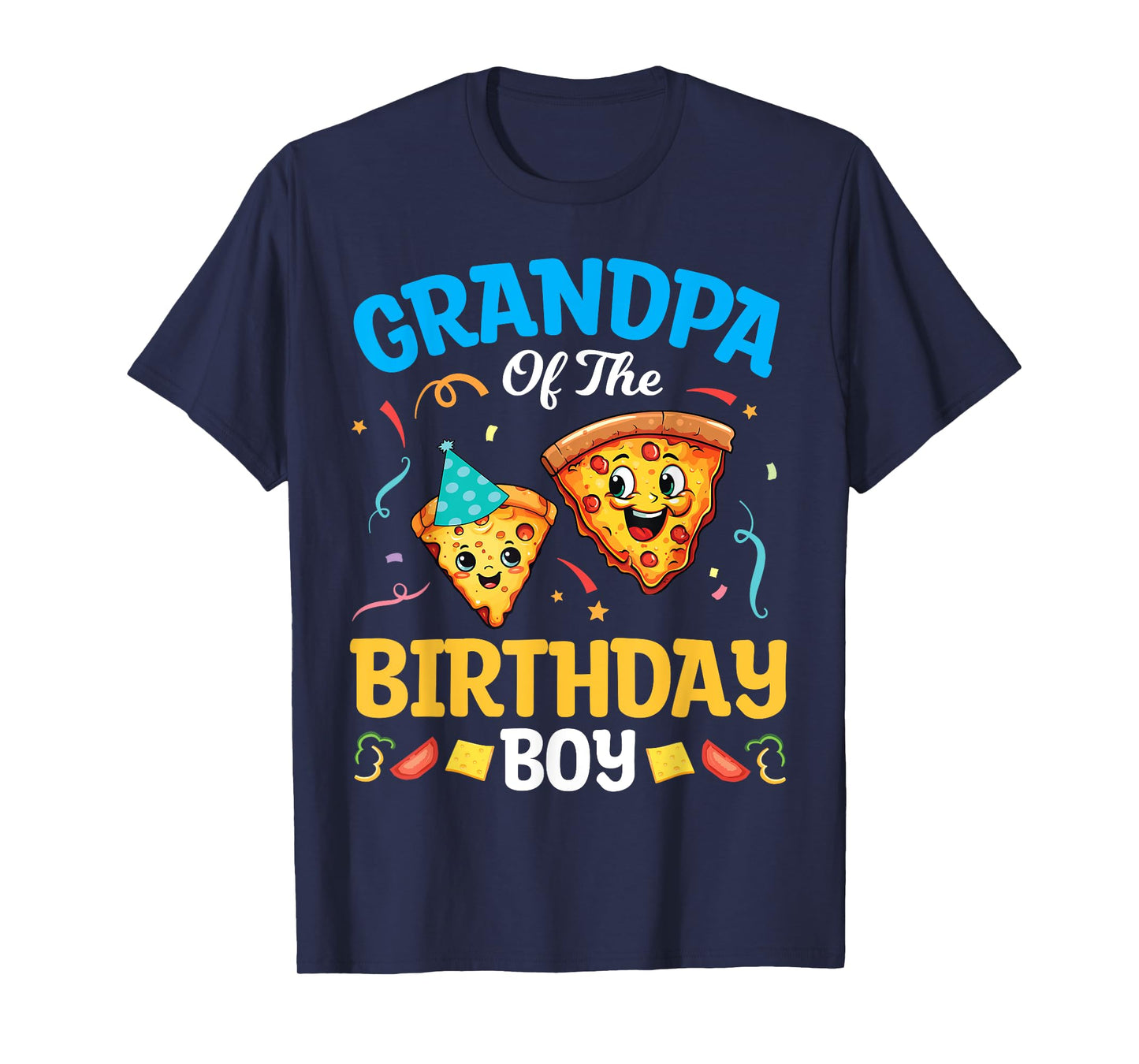 Cute Pizza Characters Grandpa Of The Birthday Pizza A Boy T-Shirt
