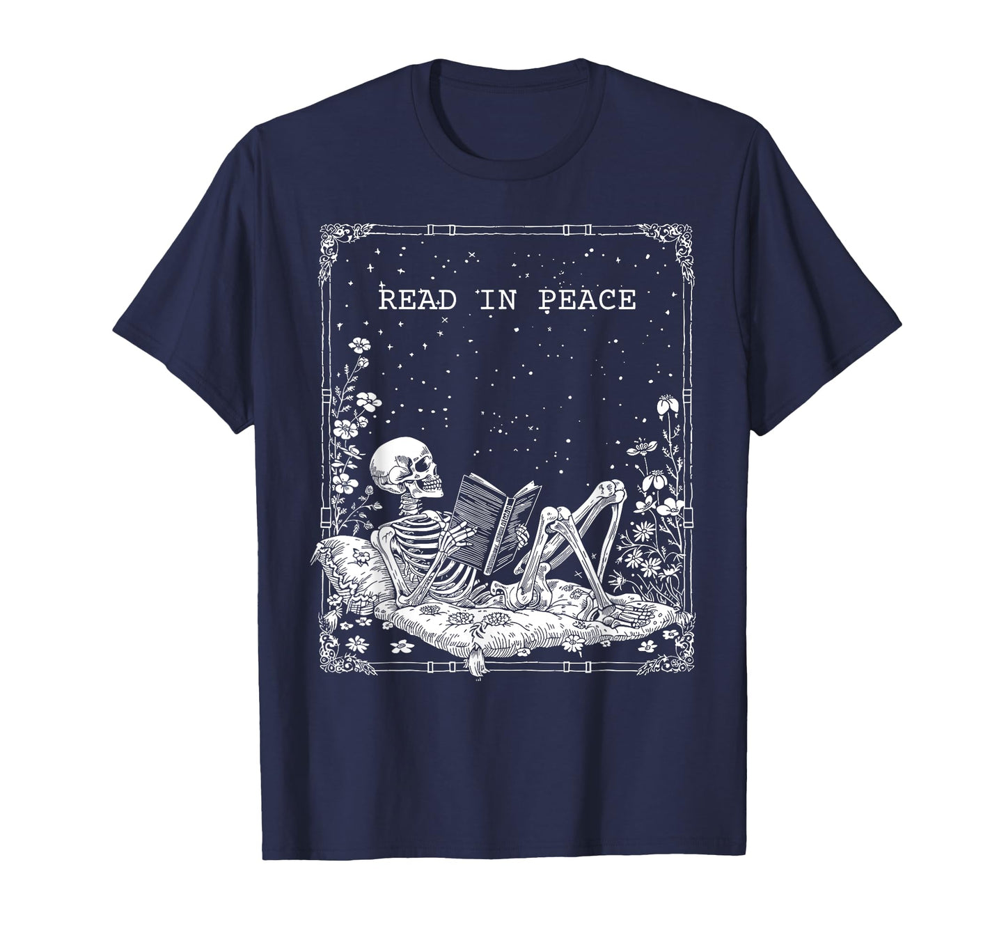 Read in Peace Skeleton Reading For Book Lover Kids Halloween T-Shirt