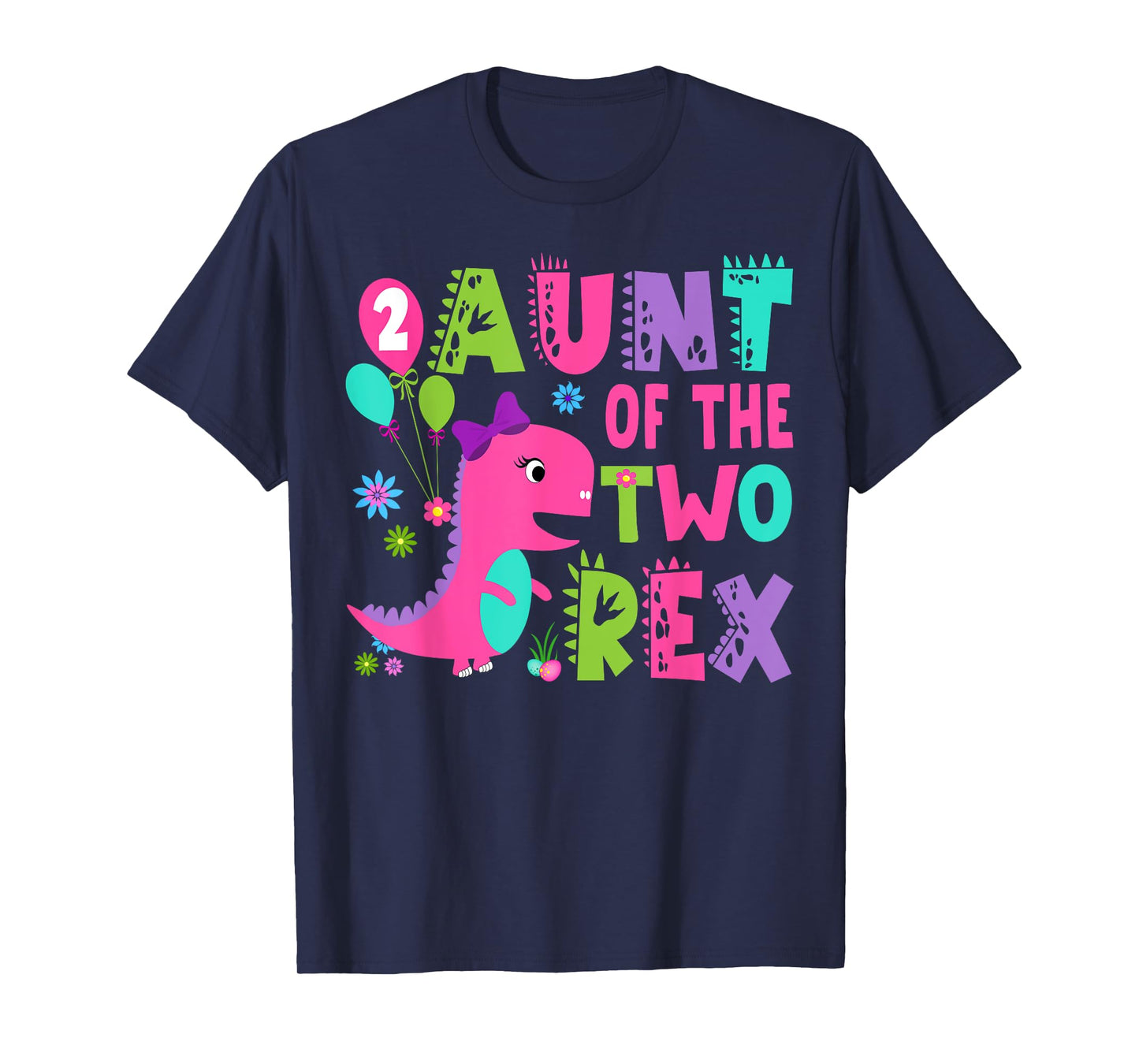Aunt Of The Two Rex 2Nd Birthday Boy Dinosaur T-Rex T-Shirt