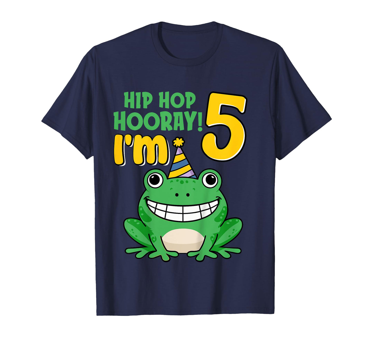 Kids Hip Hop Hooray I'm Frog 5 Years Old 5th Birthday Party Frog T-Shirt