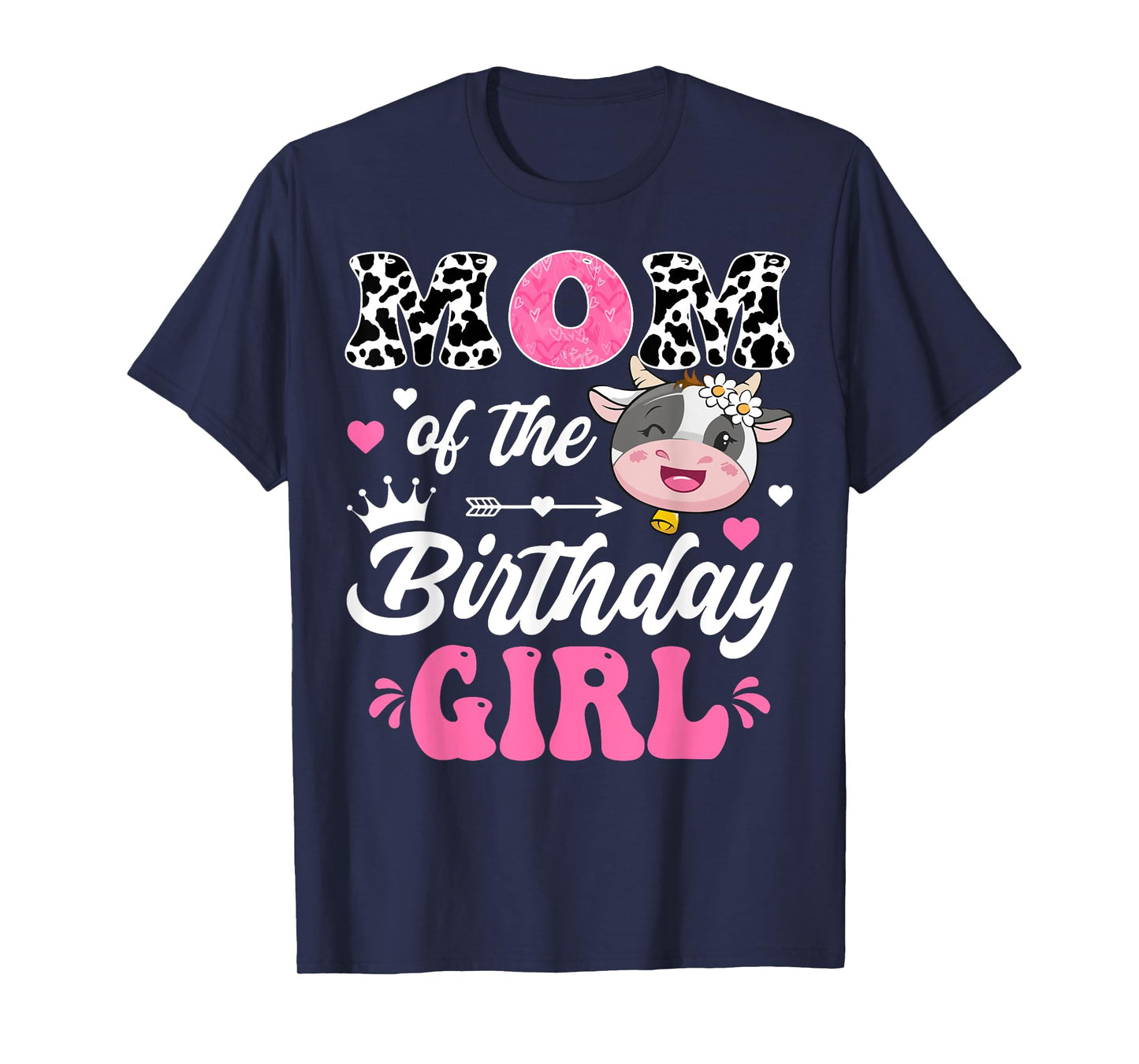 Mom Of The Birthday Girl Cute Cow Farm 1St Birthday T-Shirt