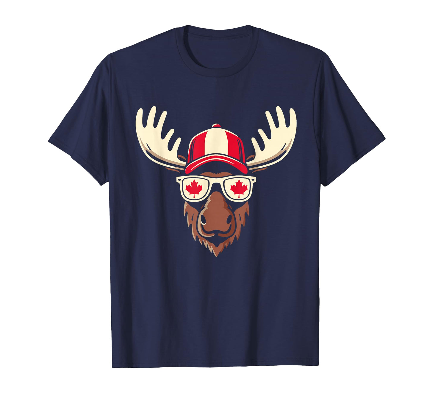 Canada Day Canadian Flag Maple Leaf Moose Sunglasses T-Shirt