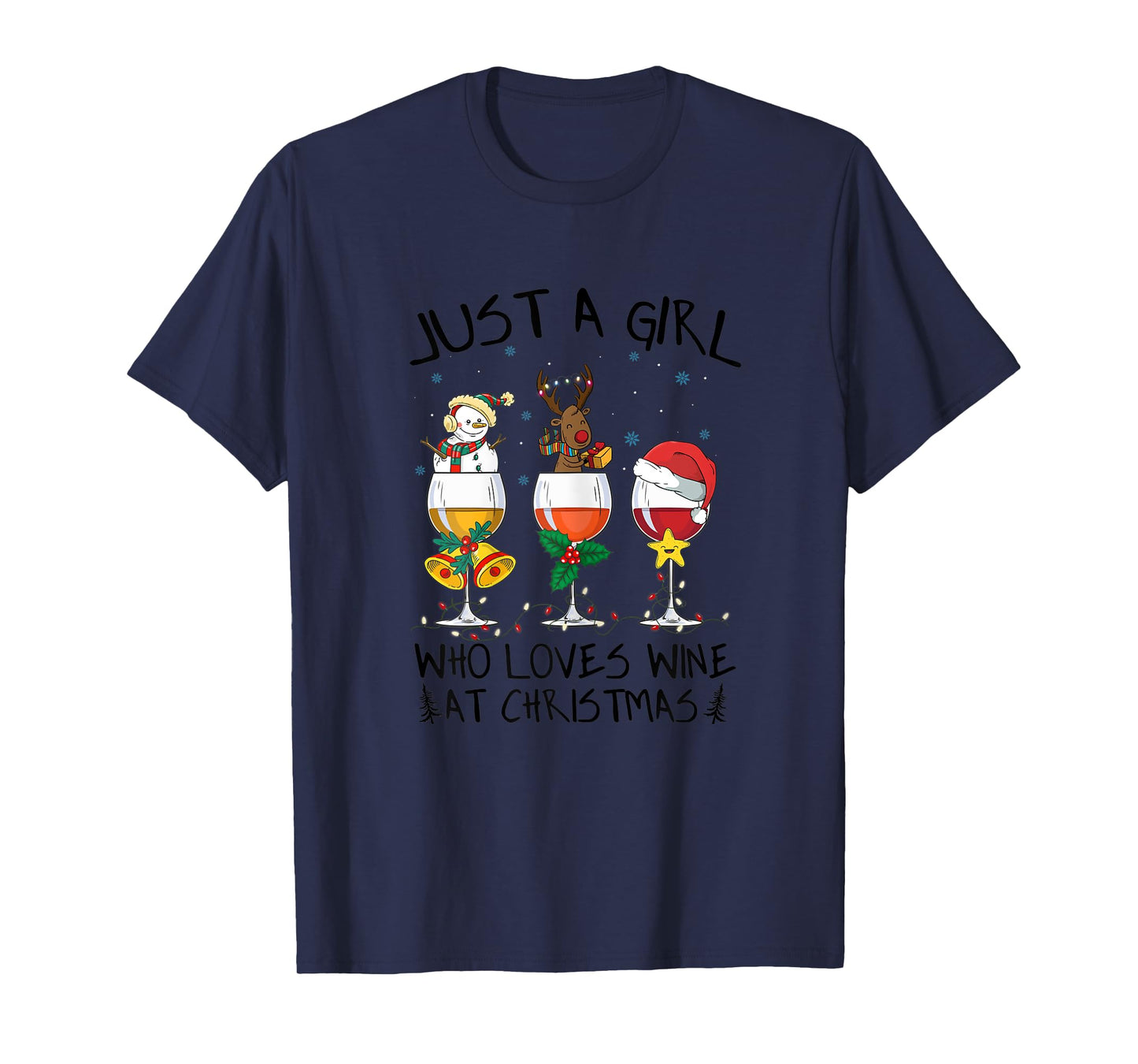 Womens Just a girl who loves Wine at Christmas Costume Xmas gifts T-Shirt