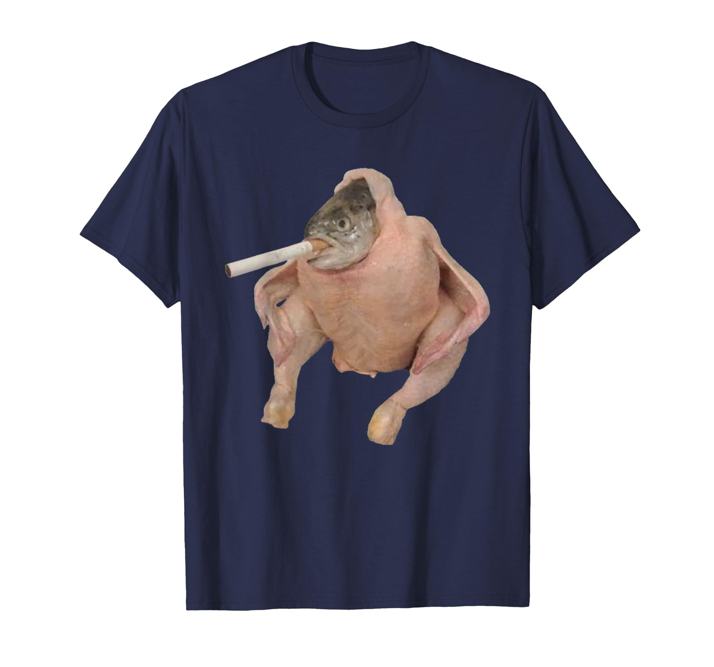 Fish Chicken Face Smoking a Cigarette funny meme T-Shirt