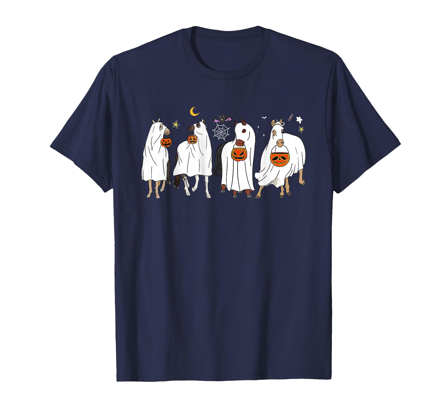 Horse Ghost Halloween Pumpkin Horseback Riding Equestrian T-Shirt