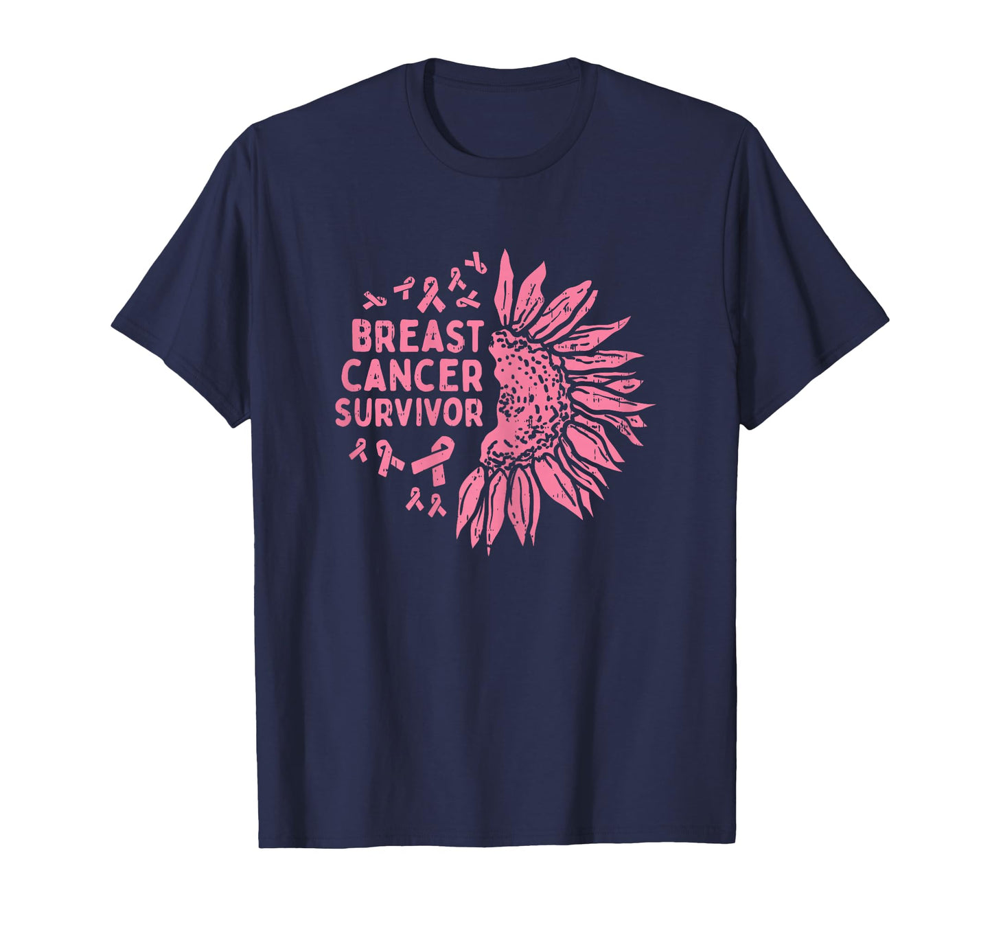 Sunflower Breast Cancer Survivor Pink Ribbon Awareness Women T-Shirt