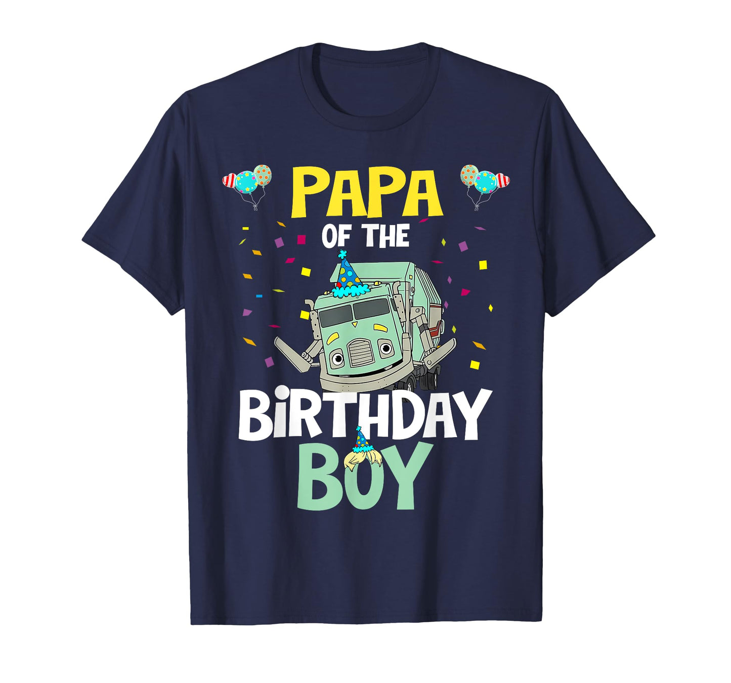 Papa Of The Birthday Boy Garbage Truck Recycling Trash T-Shirt