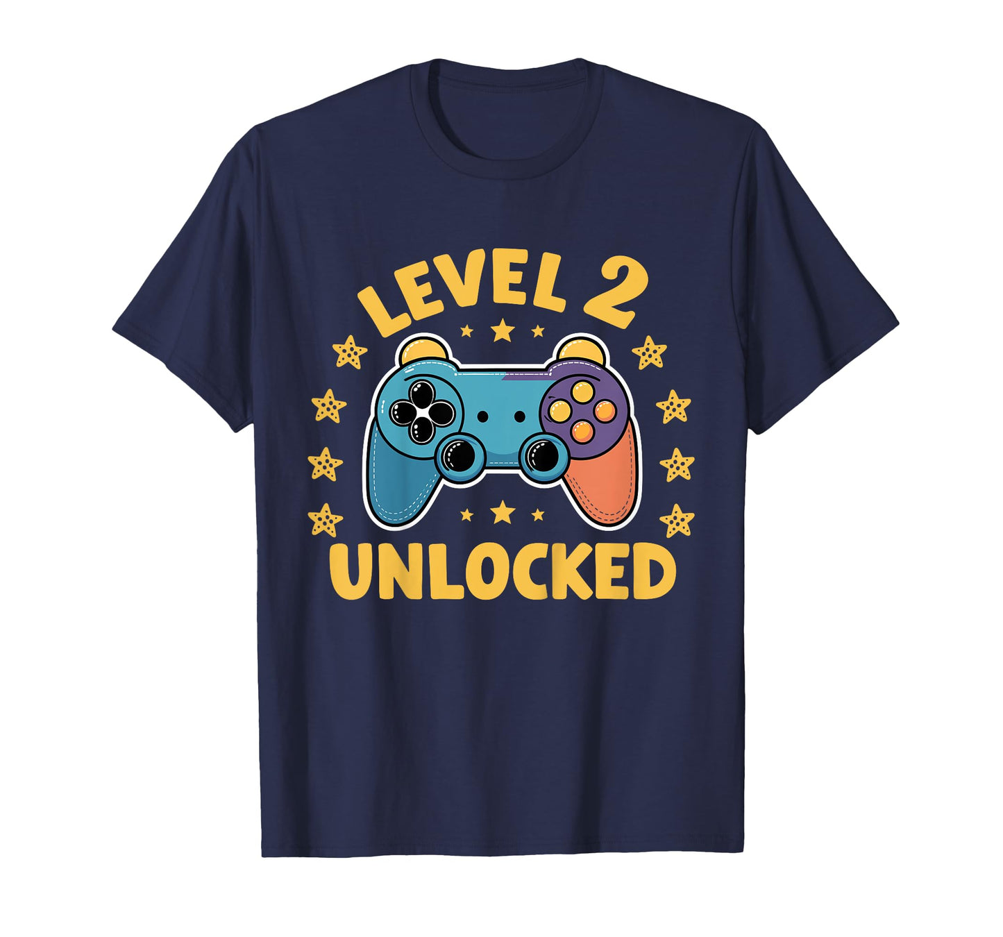 Kids Level 2 Unlocked Gamer 2 Years Old 2nd Birthday Gaming Kids T-Shirt