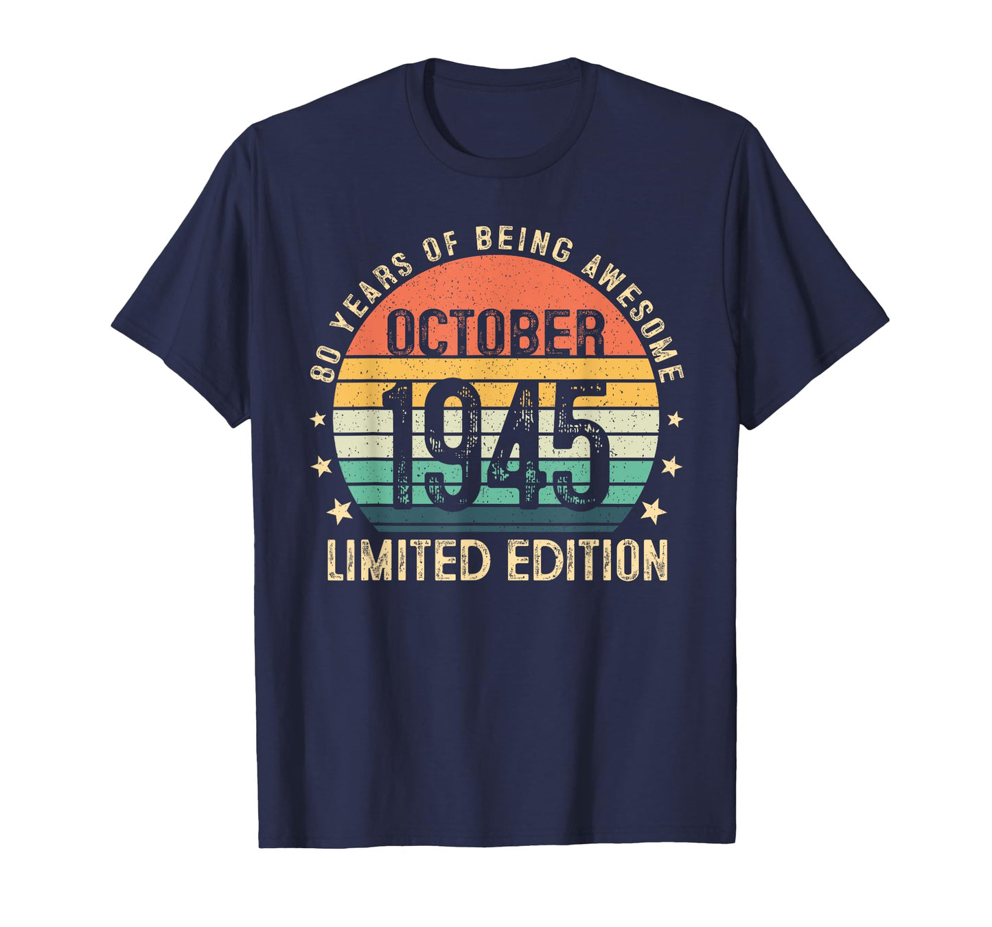 80 Year Old Vintage October 1945 Retro 80th Birthday Men Dad T-Shirt
