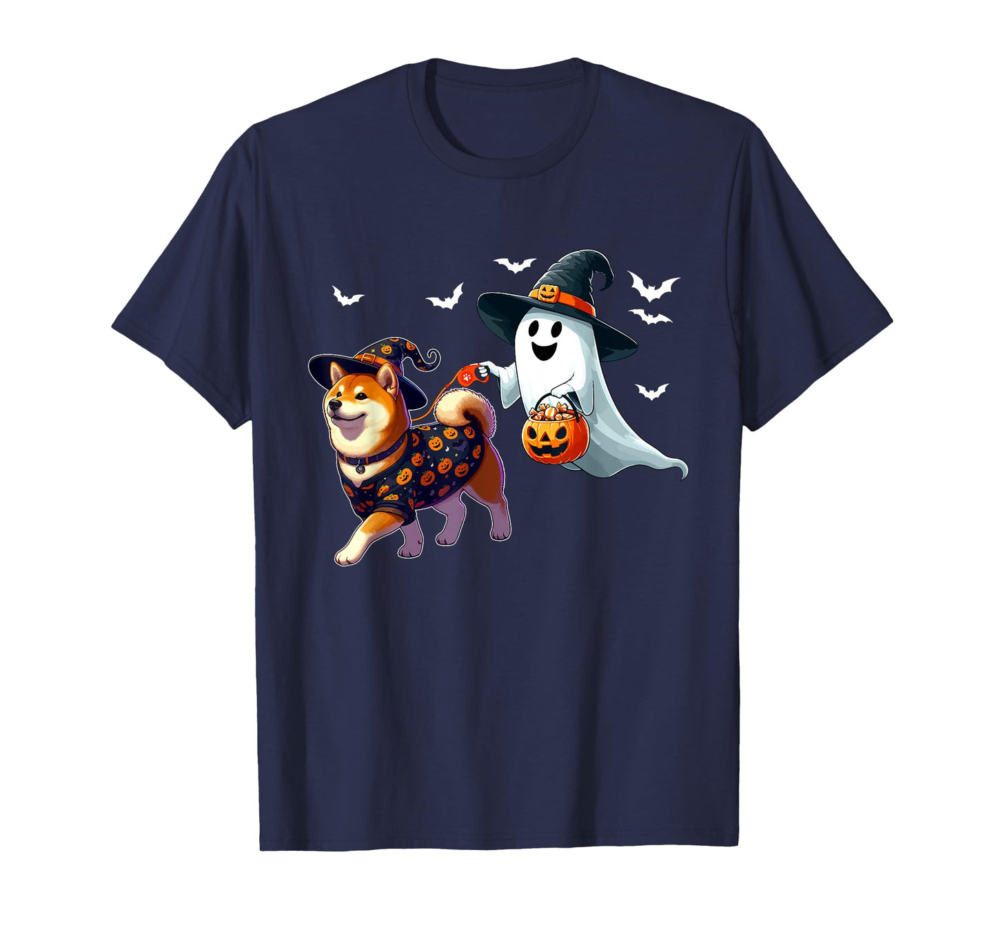 Boo Ghost With Shiba Inu As Witch Halloween Owner Kids T-Shirt
