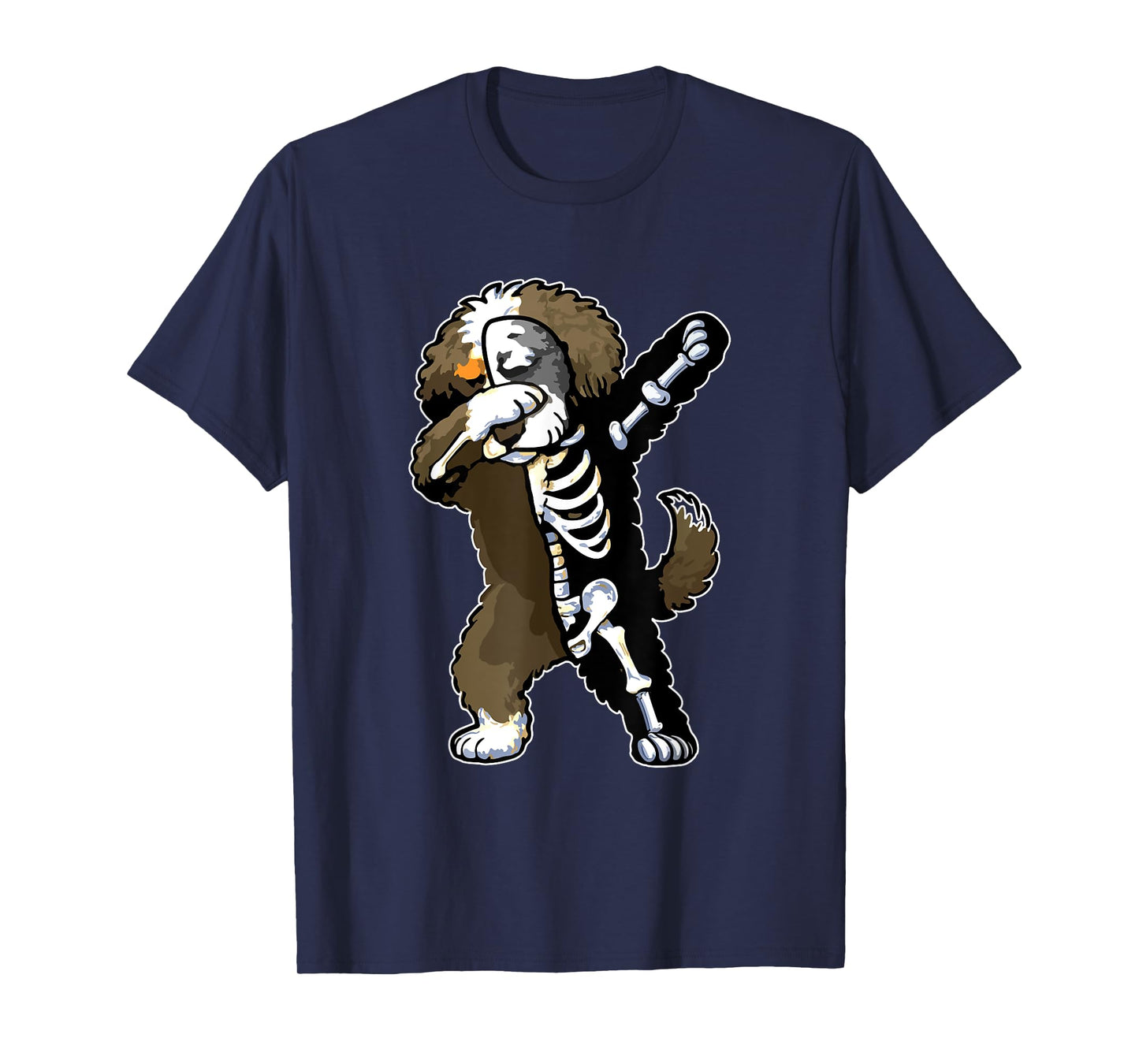 Dabbing Bernedoodle Half Skeleton Halloween Costume Owner T-Shirt