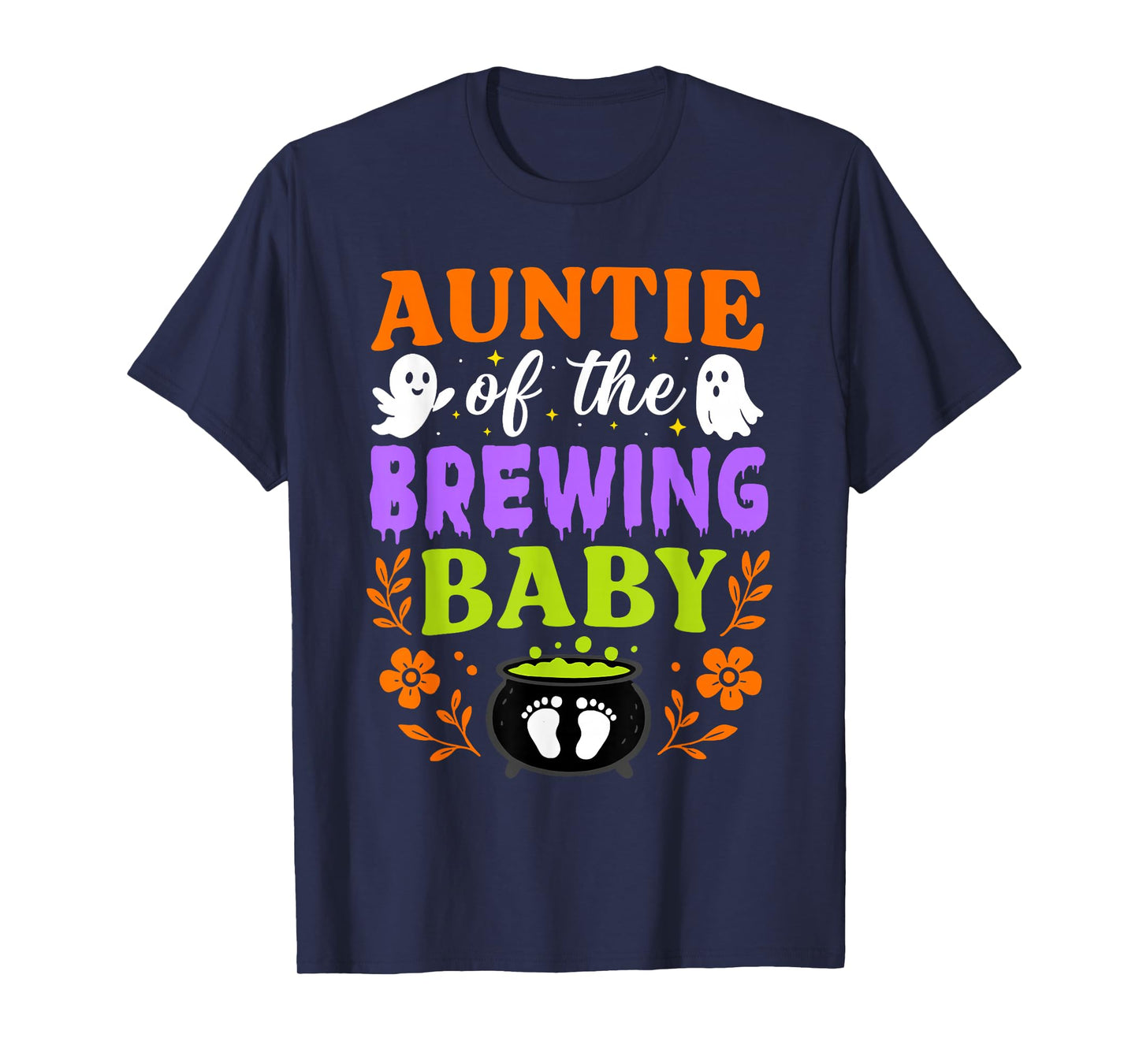 Auntie of Brewing Baby Halloween Theme Spooky Baby Shower T-Shirt